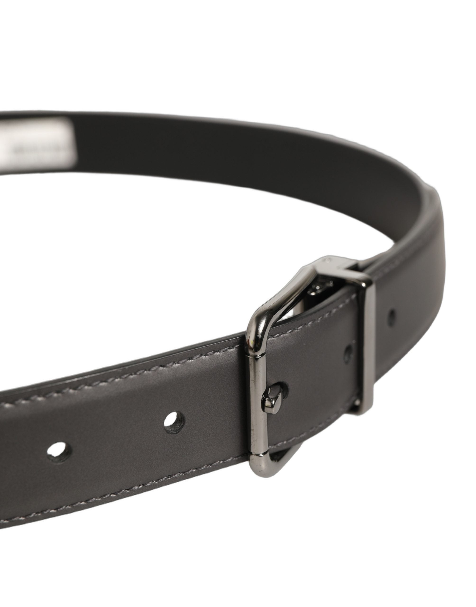 Dolce & Gabbana Dark Gray Leather Metal Buckle Classic Men's Belt (Pre-Owned)