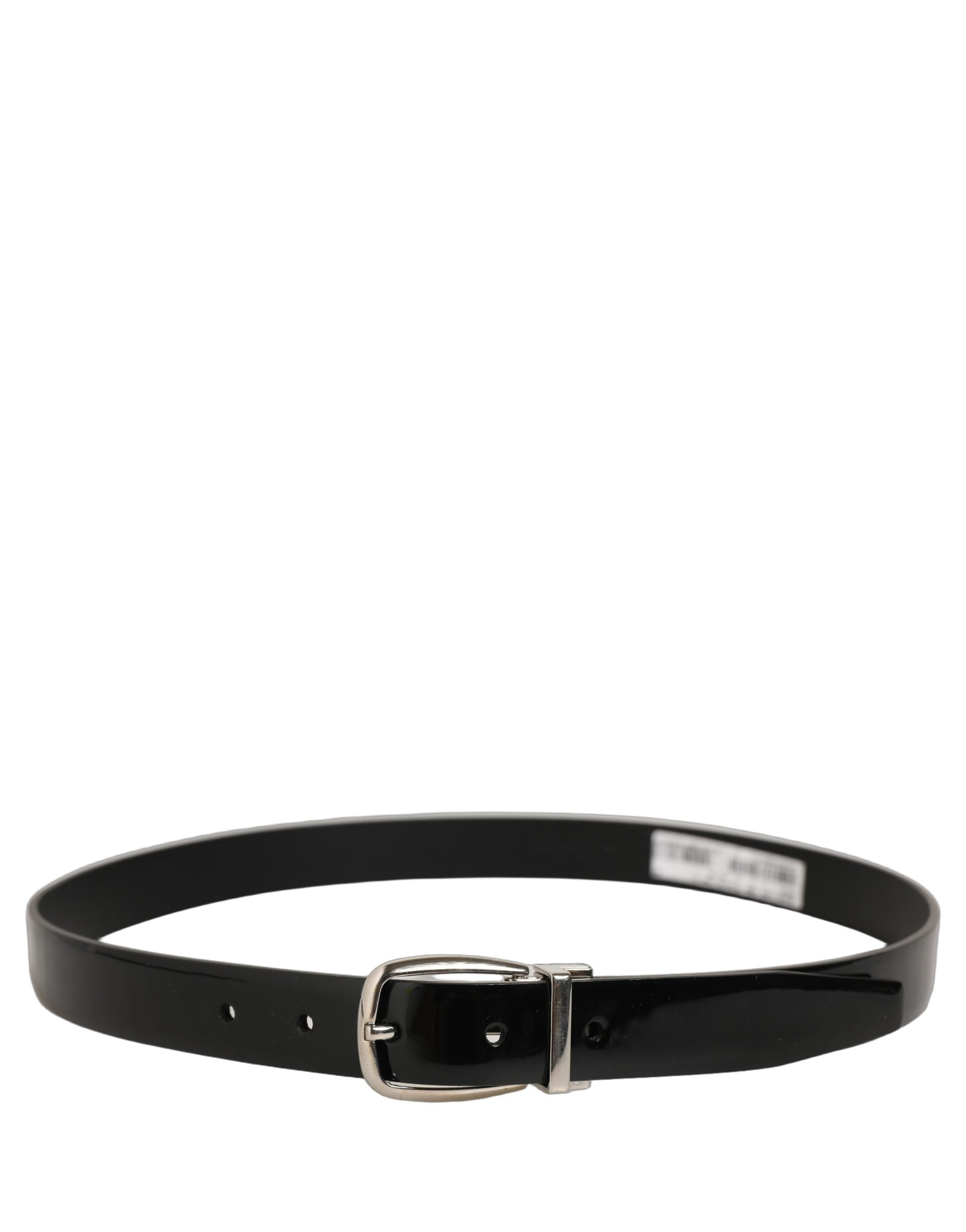 Dolce & Gabbana Black Classic Leather Silver Tone Buckle Men's Belt