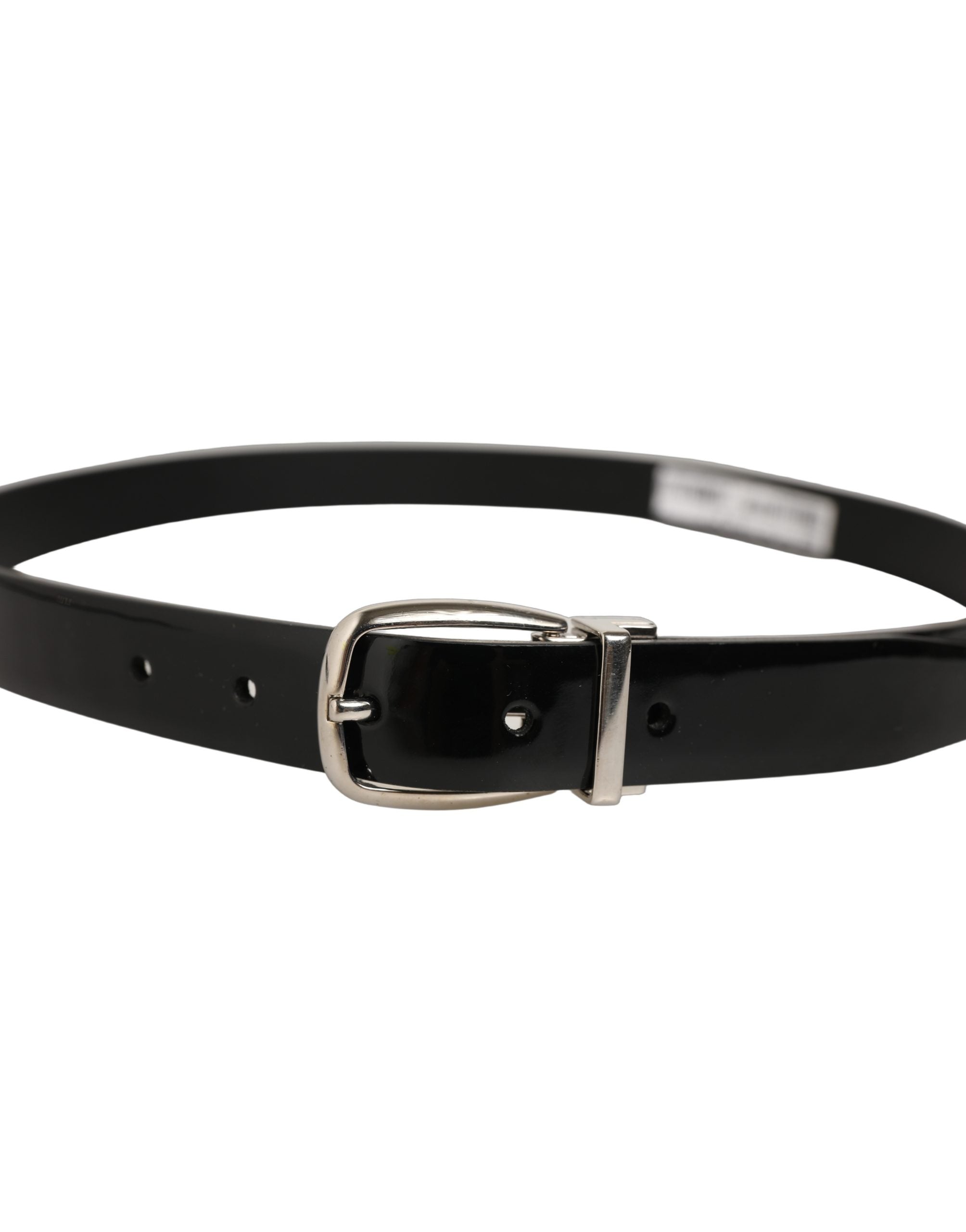 Dolce & Gabbana Black Classic Leather Silver Tone Buckle Men's Belt
