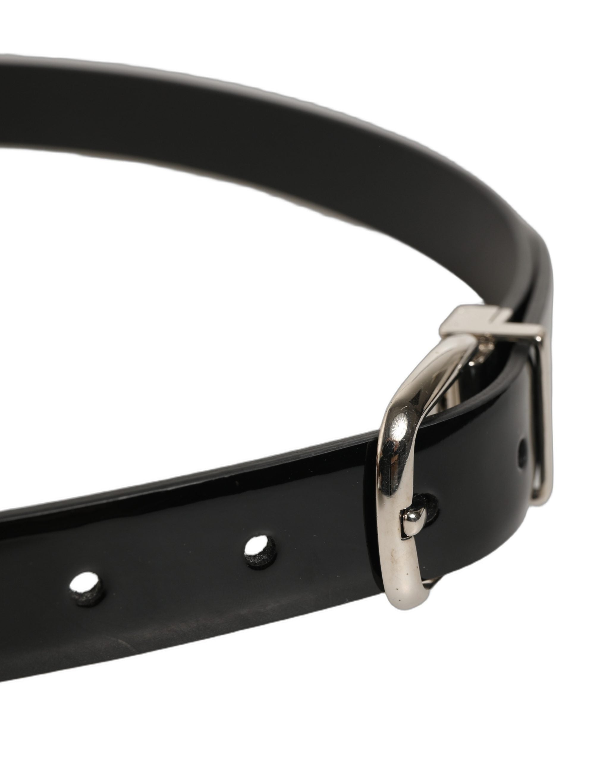 Dolce & Gabbana Black Classic Leather Silver Tone Buckle Men's Belt