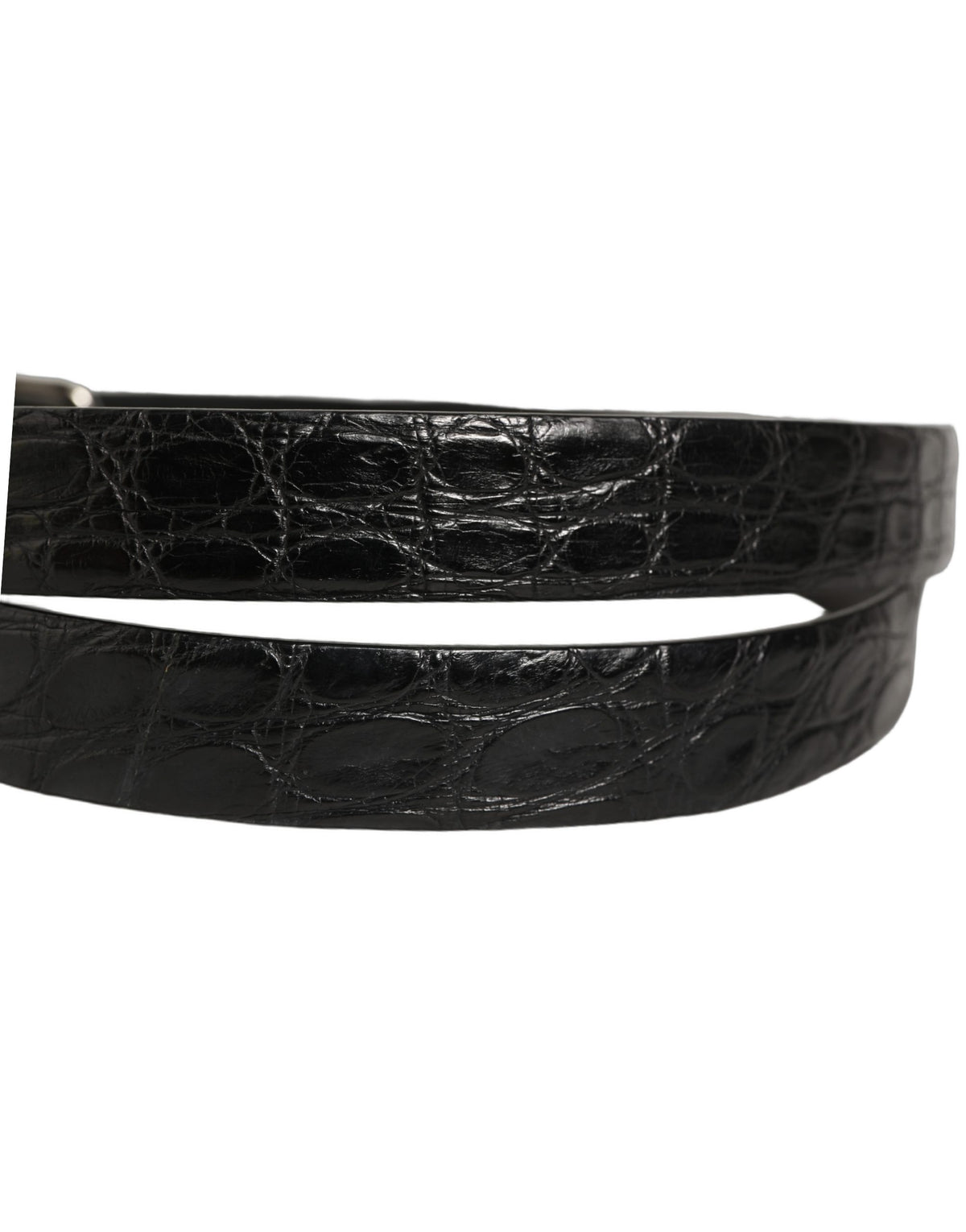 Dolce & Gabbana Black Leather Silver Metal Buckle Men Men's Belt (Pre-Owned)
