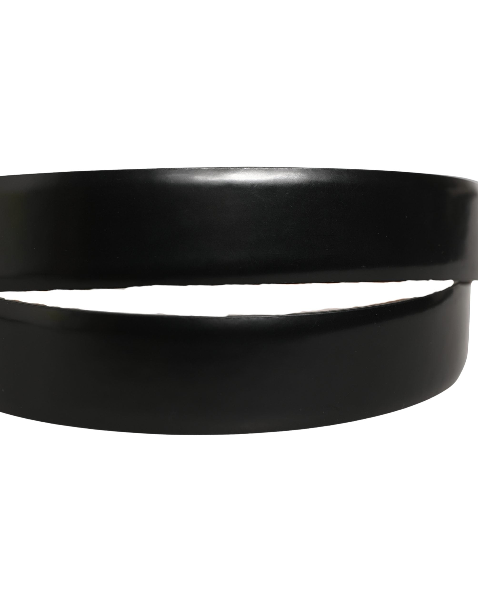 Dolce & Gabbana Black Calf Leather Silver Metal Buckle Men's Belt