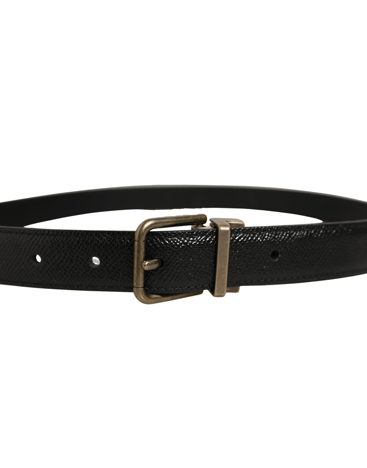 Dolce & Gabbana Men Black Calf Leather Gold Metal Buckle Men's Belt