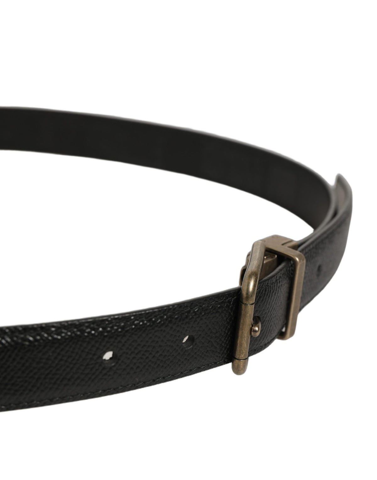 Dolce & Gabbana Men Black Calf Leather Gold Metal Buckle Men's Belt