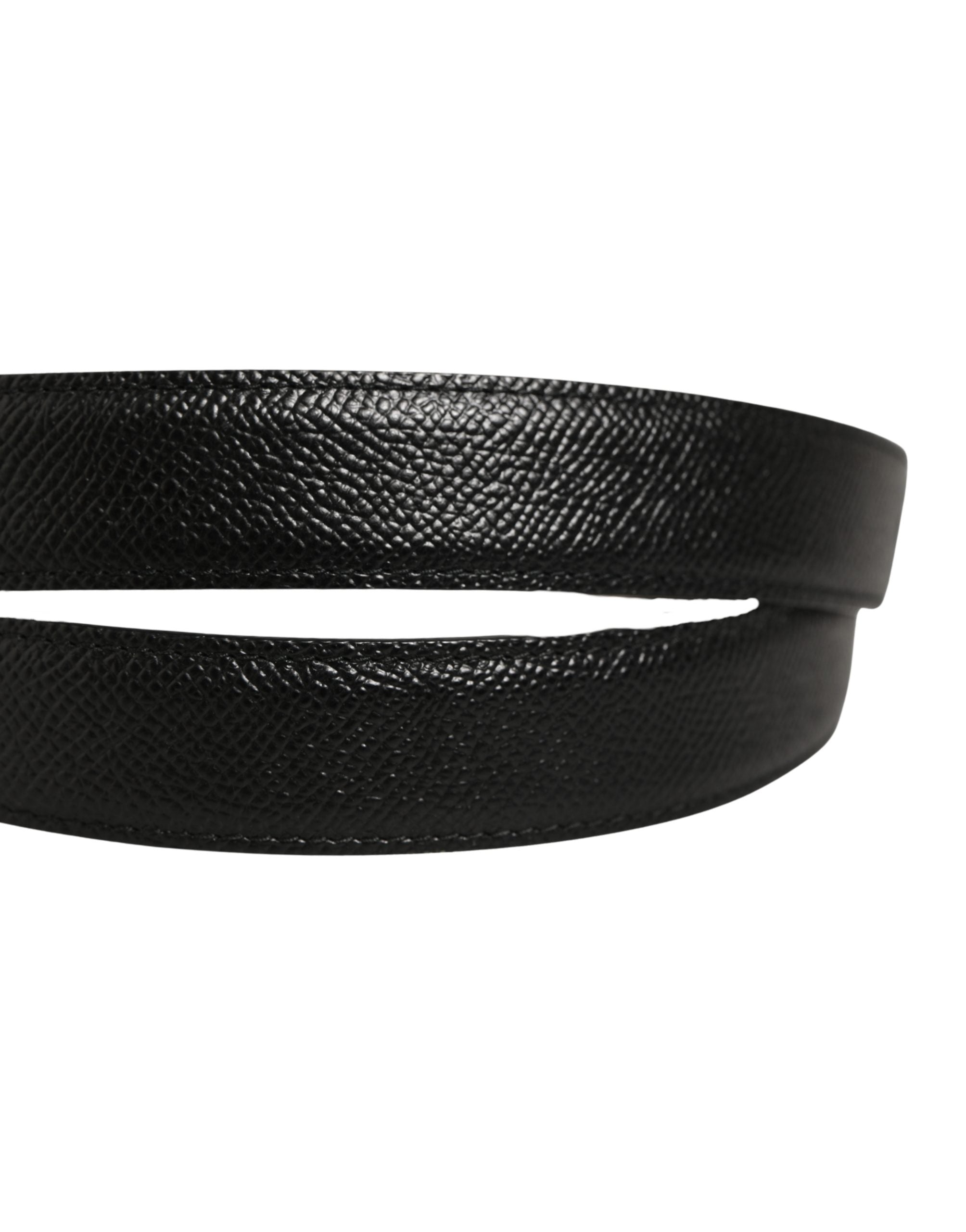 Dolce & Gabbana Men Black Calf Leather Gold Metal Buckle Men's Belt