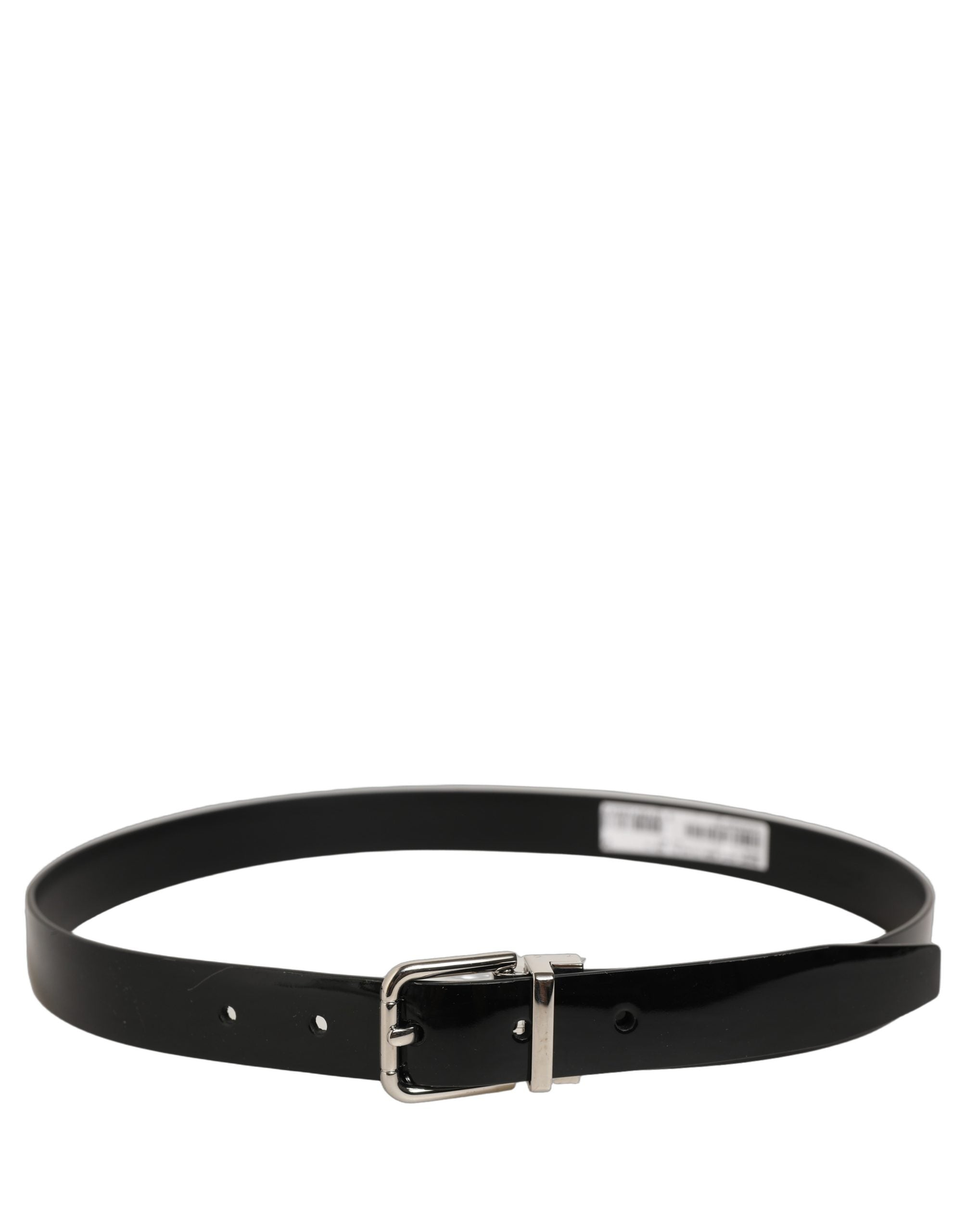 Dolce & Gabbana Black Classic Leather Silver Tone Buckle Men's Belt