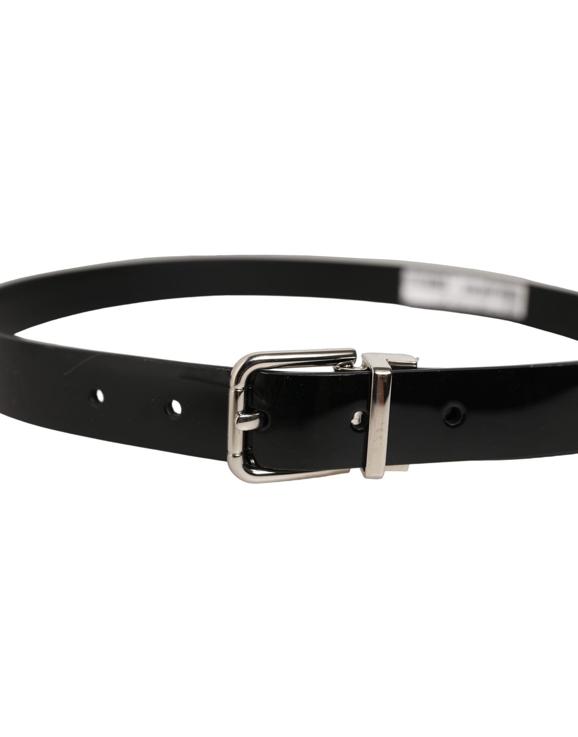 Dolce & Gabbana Black Classic Leather Silver Tone Buckle Men's Belt