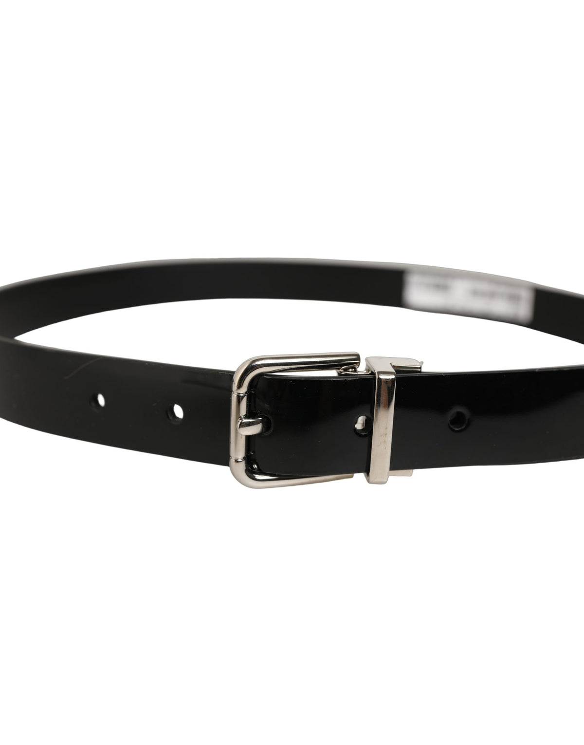 Dolce & Gabbana Black Classic Leather Silver Tone Buckle Men's Belt
