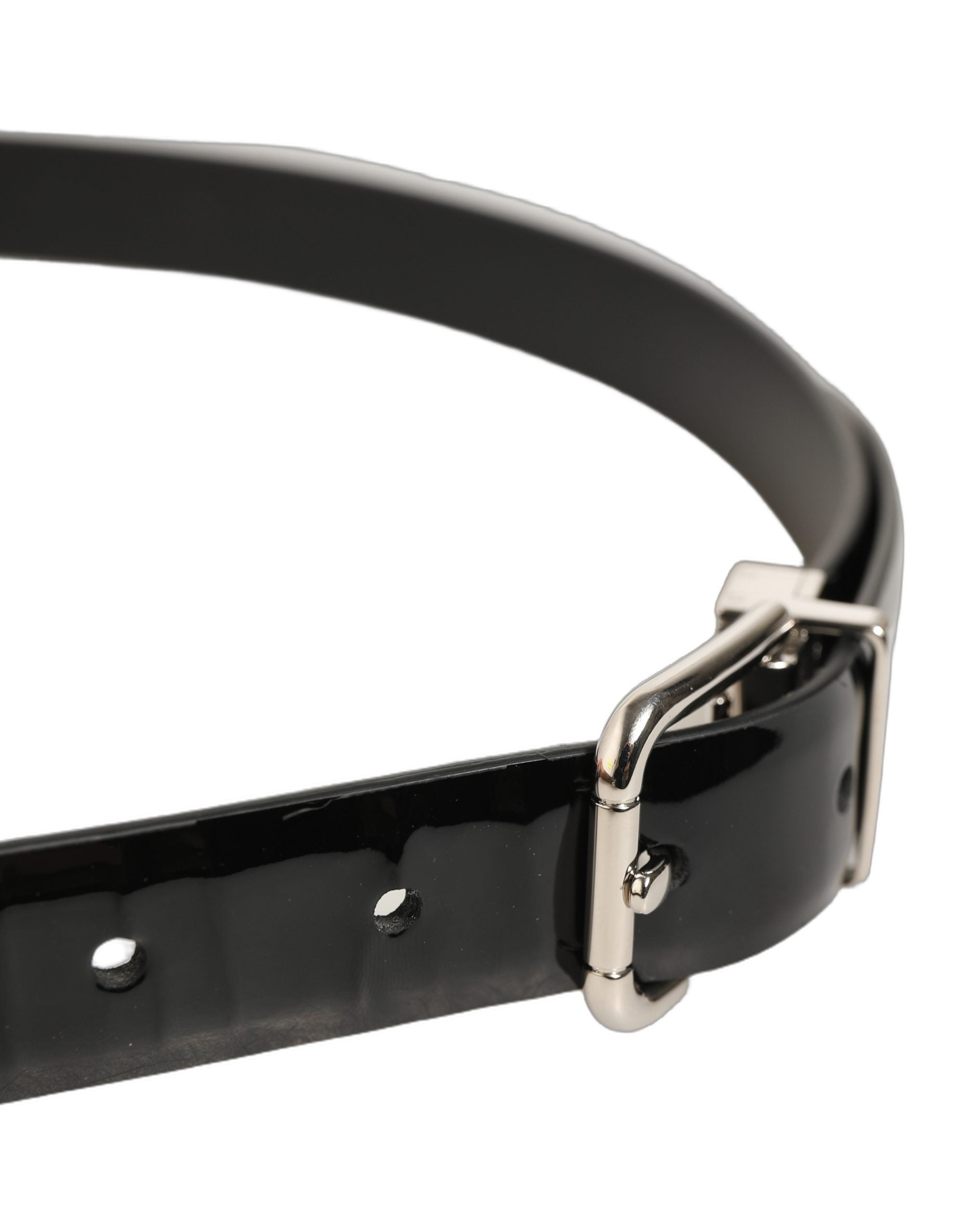 Dolce & Gabbana Black Classic Leather Silver Tone Buckle Men's Belt (Pre-Owned)