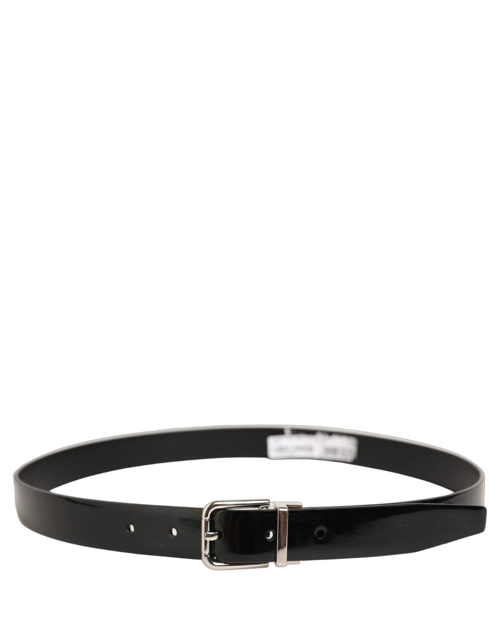 Dolce & Gabbana Black Classic Leather Silver Tone Buckle Men's Belt (Pre-Owned)