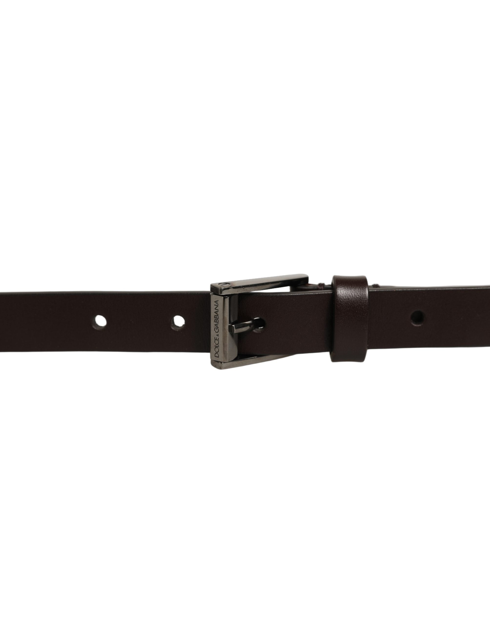 Dolce & Gabbana Brown Leather Double Wrap Metal Buckle Men's Belt