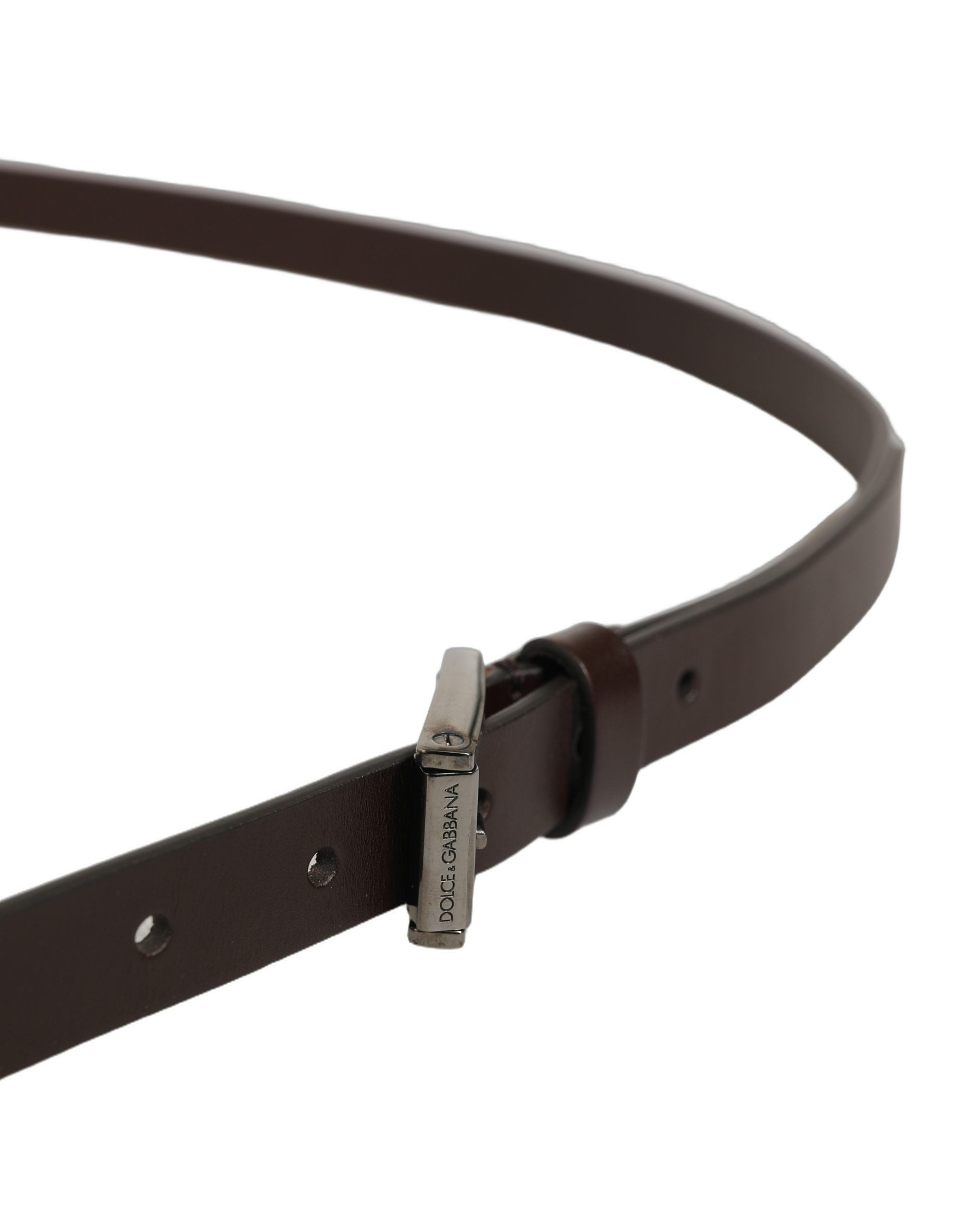 Dolce & Gabbana Brown Leather Double Wrap Metal Buckle Men's Belt