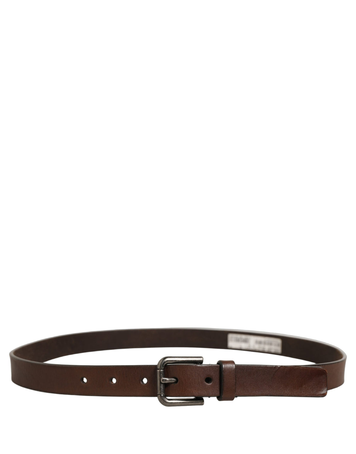Dolce & Gabbana Brown Leather Silver Tone Metal Buckle Men's Belt