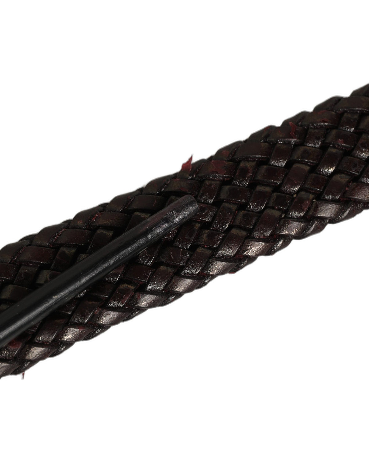 Dolce & Gabbana Dark Brown Woven Leather Metal Buckle Men's Belt (Pre-Owned)