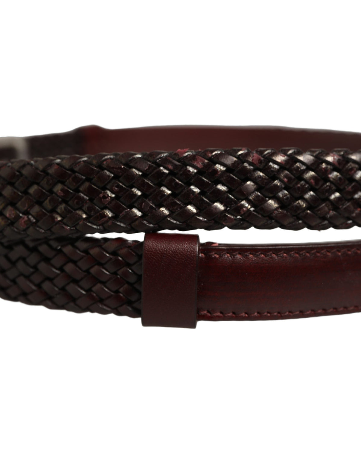 Dolce & Gabbana Dark Brown Woven Leather Metal Buckle Men's Belt (Pre-Owned)