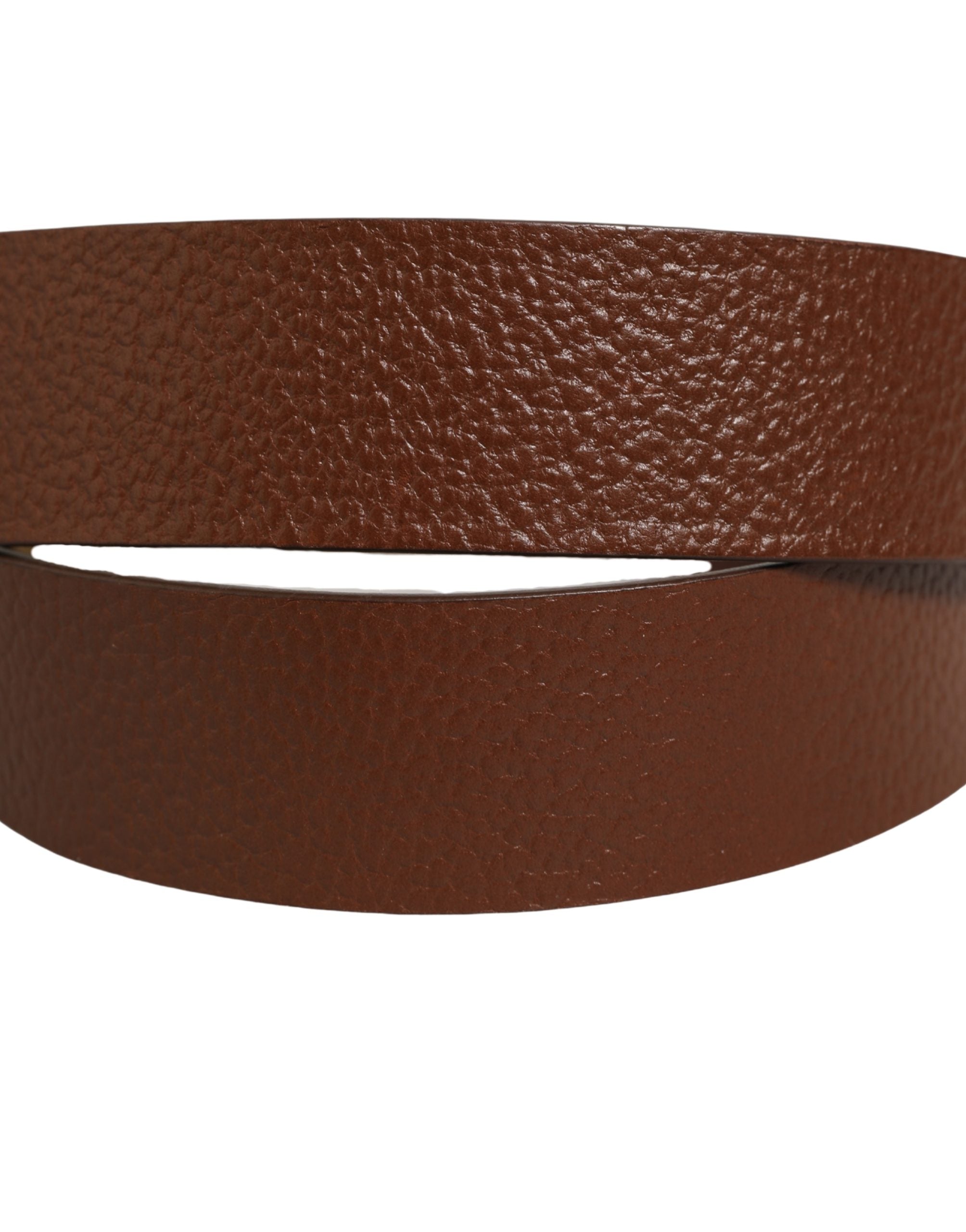 Dolce & Gabbana Brown Leather Bee Accent Metal Buckle Men's Belt