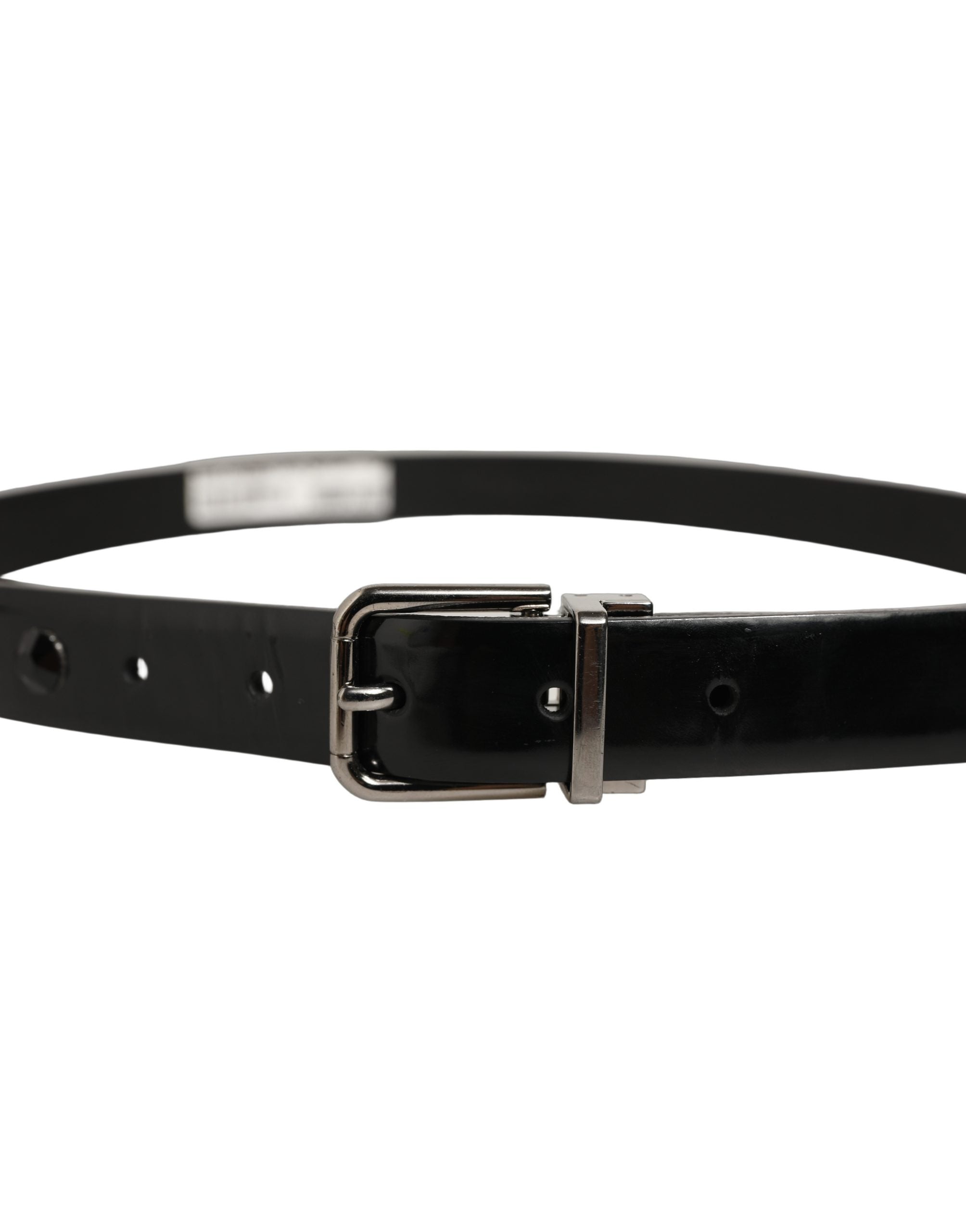 Dolce & Gabbana Black Leather Studs Silver Metal Buckle Men's Belt (Pre-Owned)