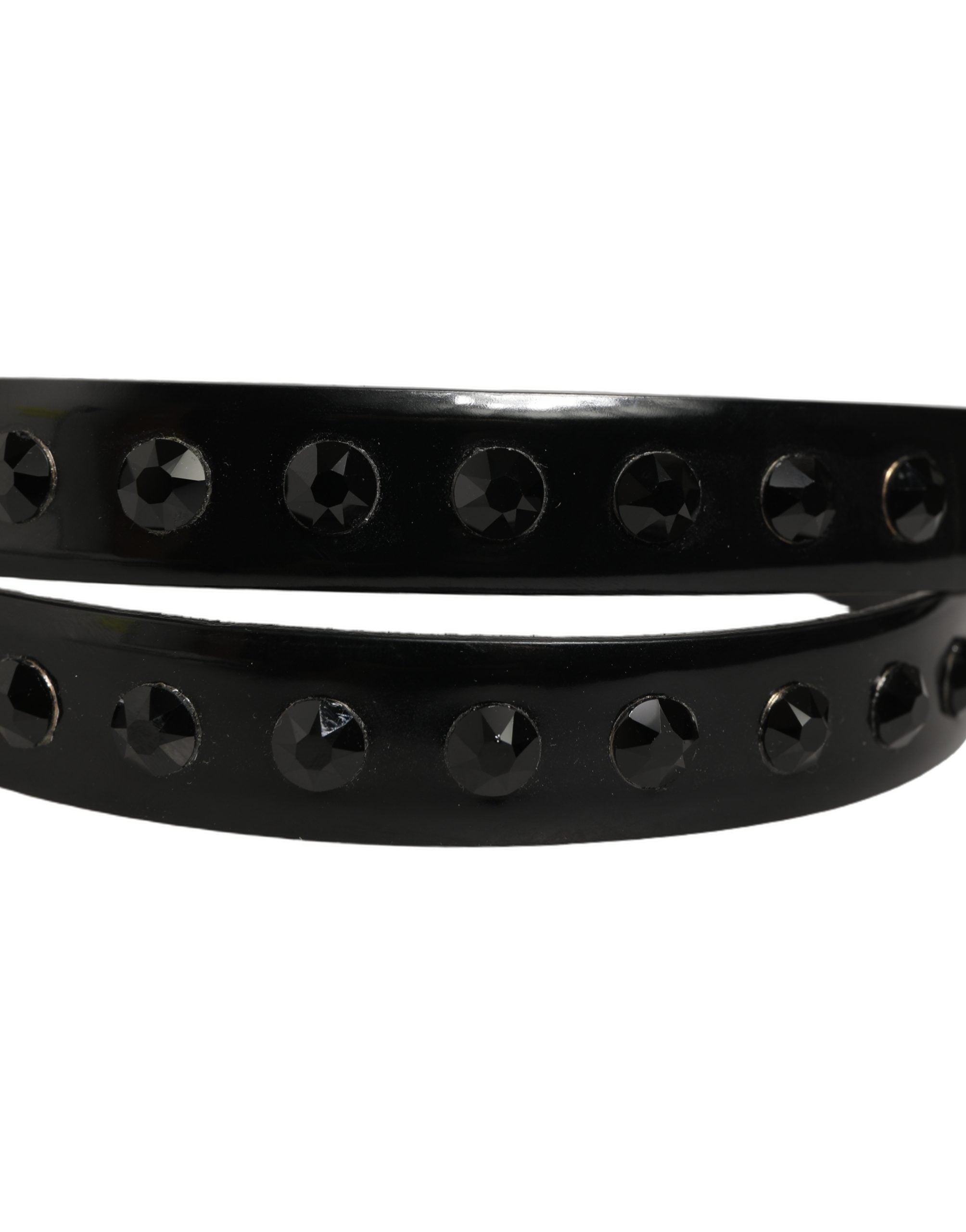 Dolce & Gabbana Black Leather Studs Silver Metal Buckle Men's Belt (Pre-Owned)