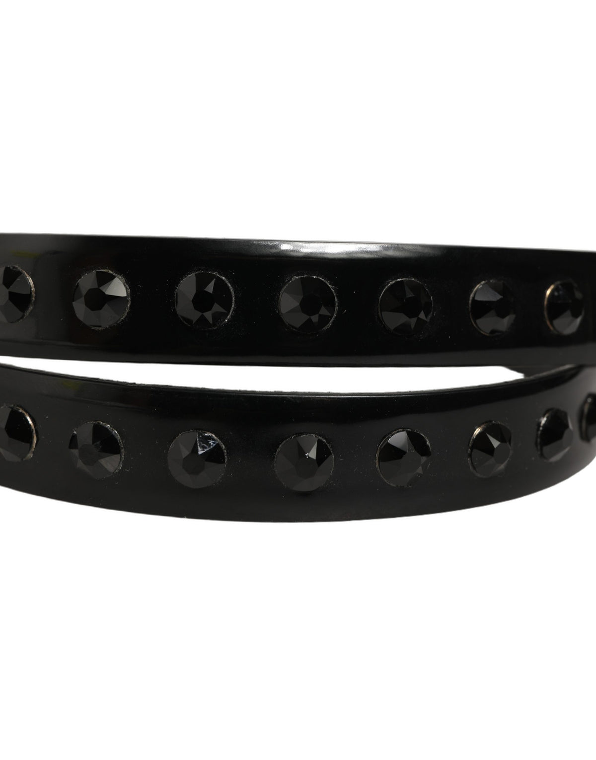 Dolce & Gabbana Black Leather Studs Silver Metal Buckle Men's Belt (Pre-Owned)