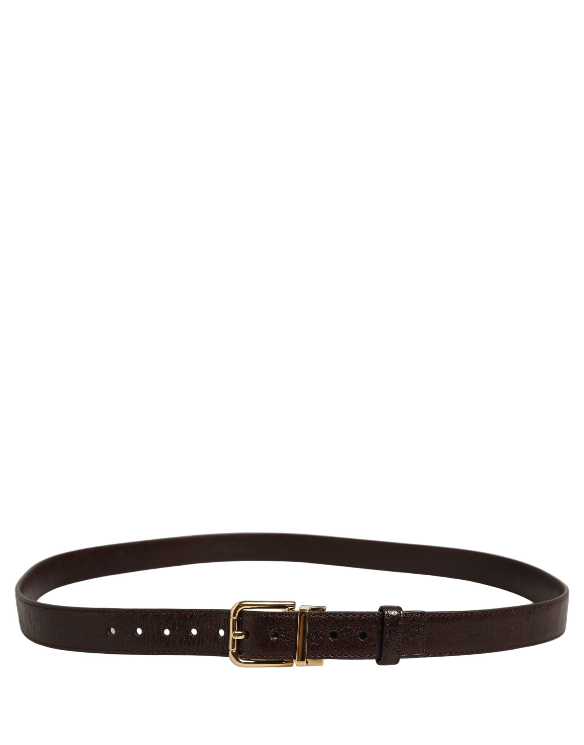 Dolce & Gabbana Men Brown Leather Gold Tone Metal Buckle Men's Belt
