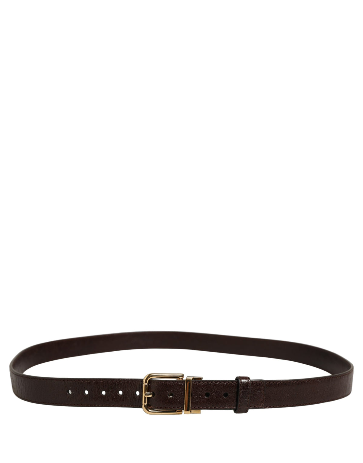 Dolce & Gabbana Men Brown Leather Gold Tone Metal Buckle Men's Belt