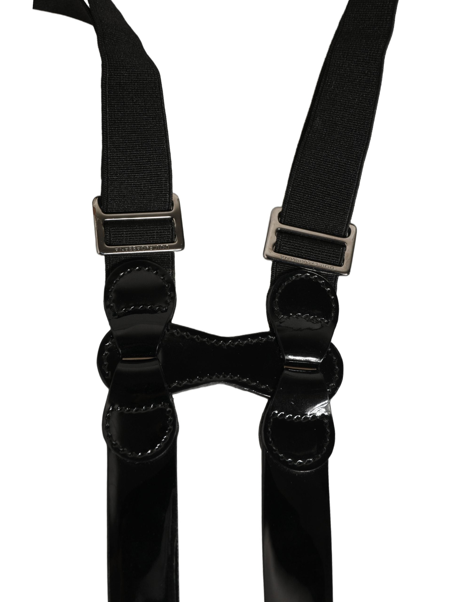 Dolce & Gabbana Black Adjustable Silver Metal Clips Men's Suspenders