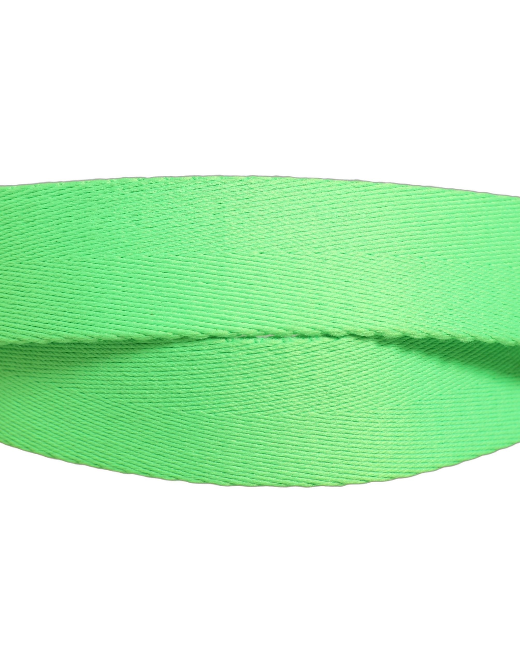 Dolce & Gabbana Green Canvas Logo Plaque Metal Buckle Men's Belt (Pre-Owned)