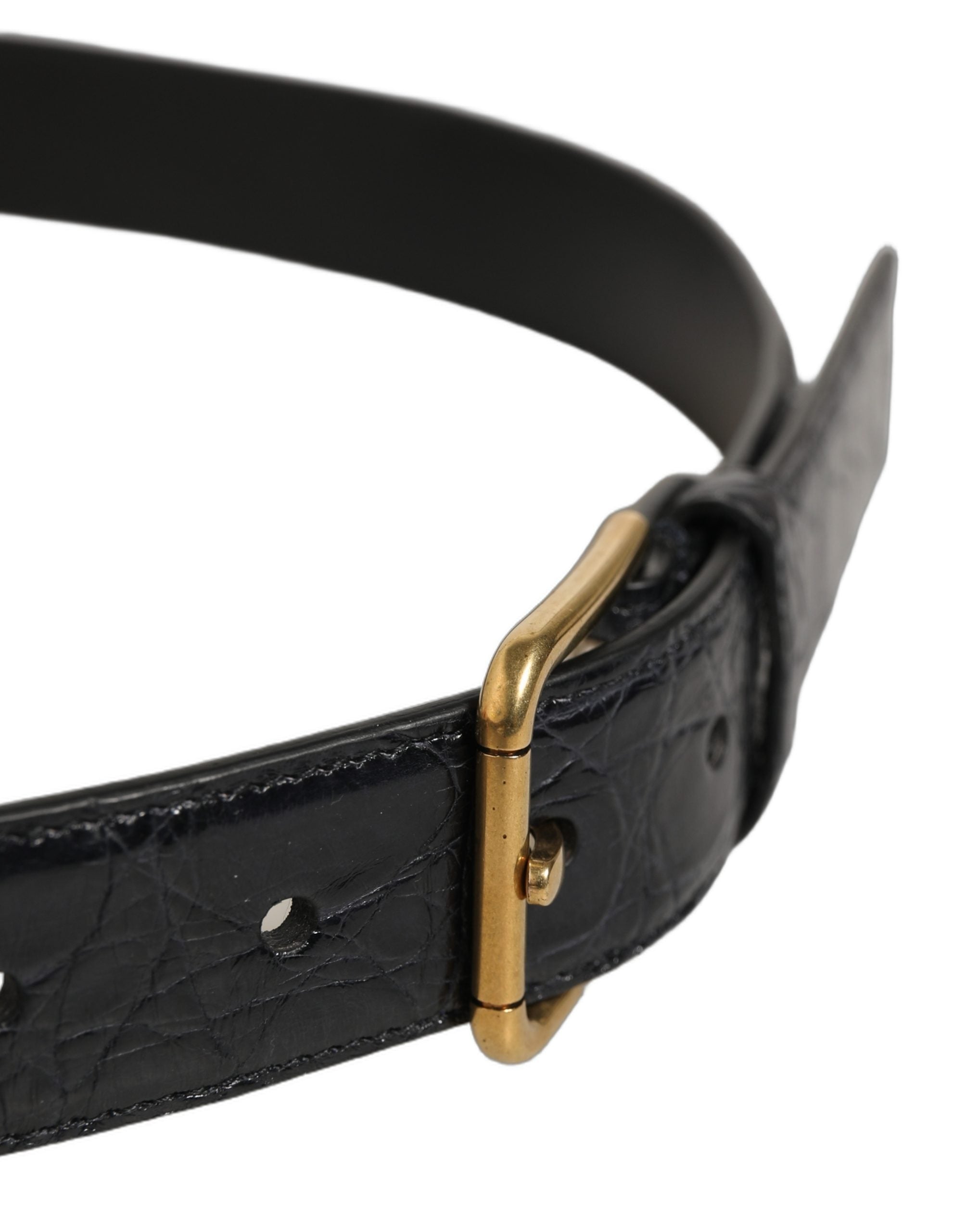 Dolce & Gabbana Beige Black Woven Leather Metal Buckle Men's Belt