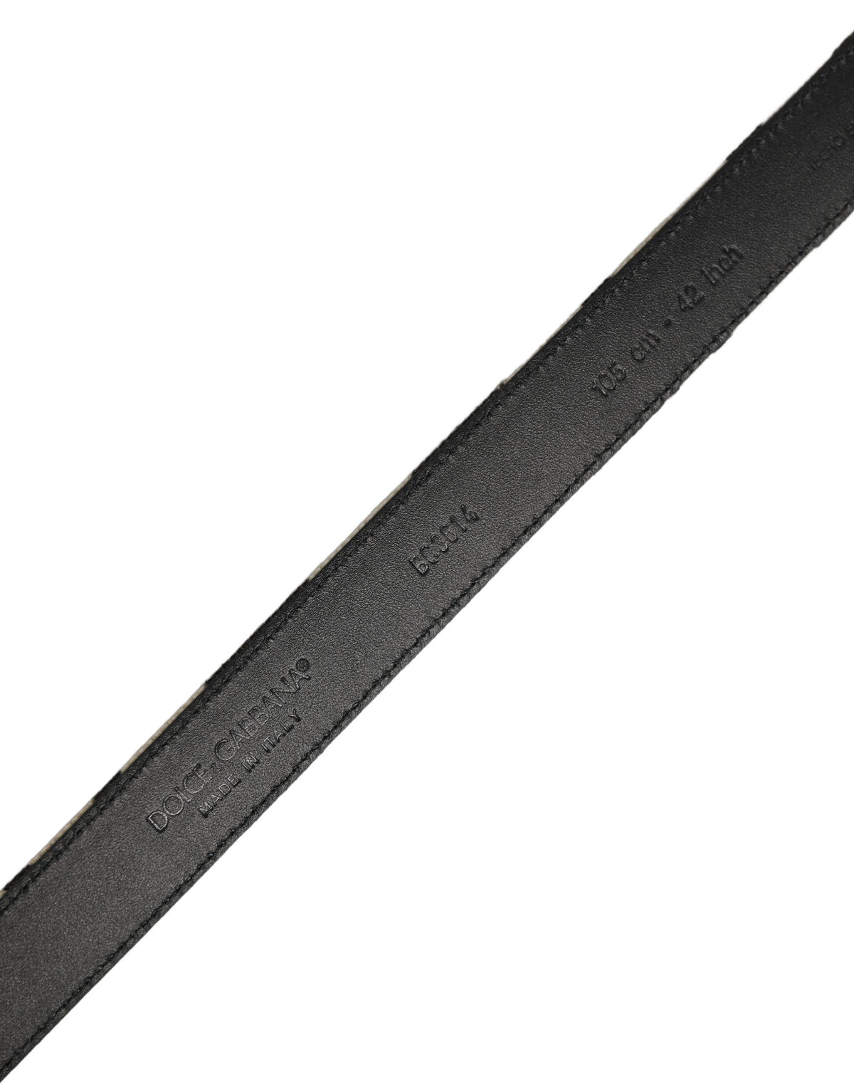 Dolce & Gabbana Black Ivory Silver Tone Metal Buckle Men's Belt