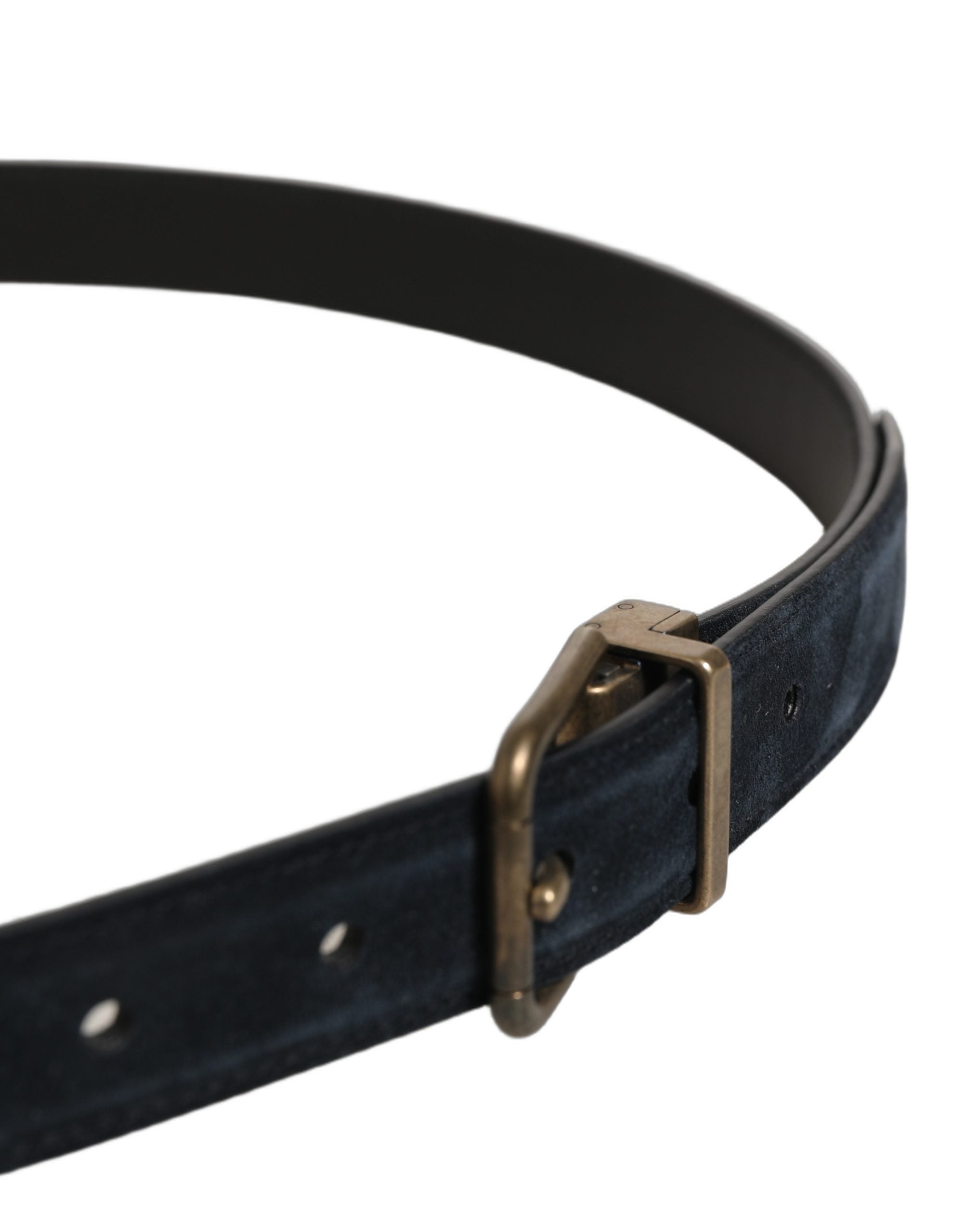 Dolce & Gabbana Men Black Leather Gold Tone Metal Buckle Men's Belt