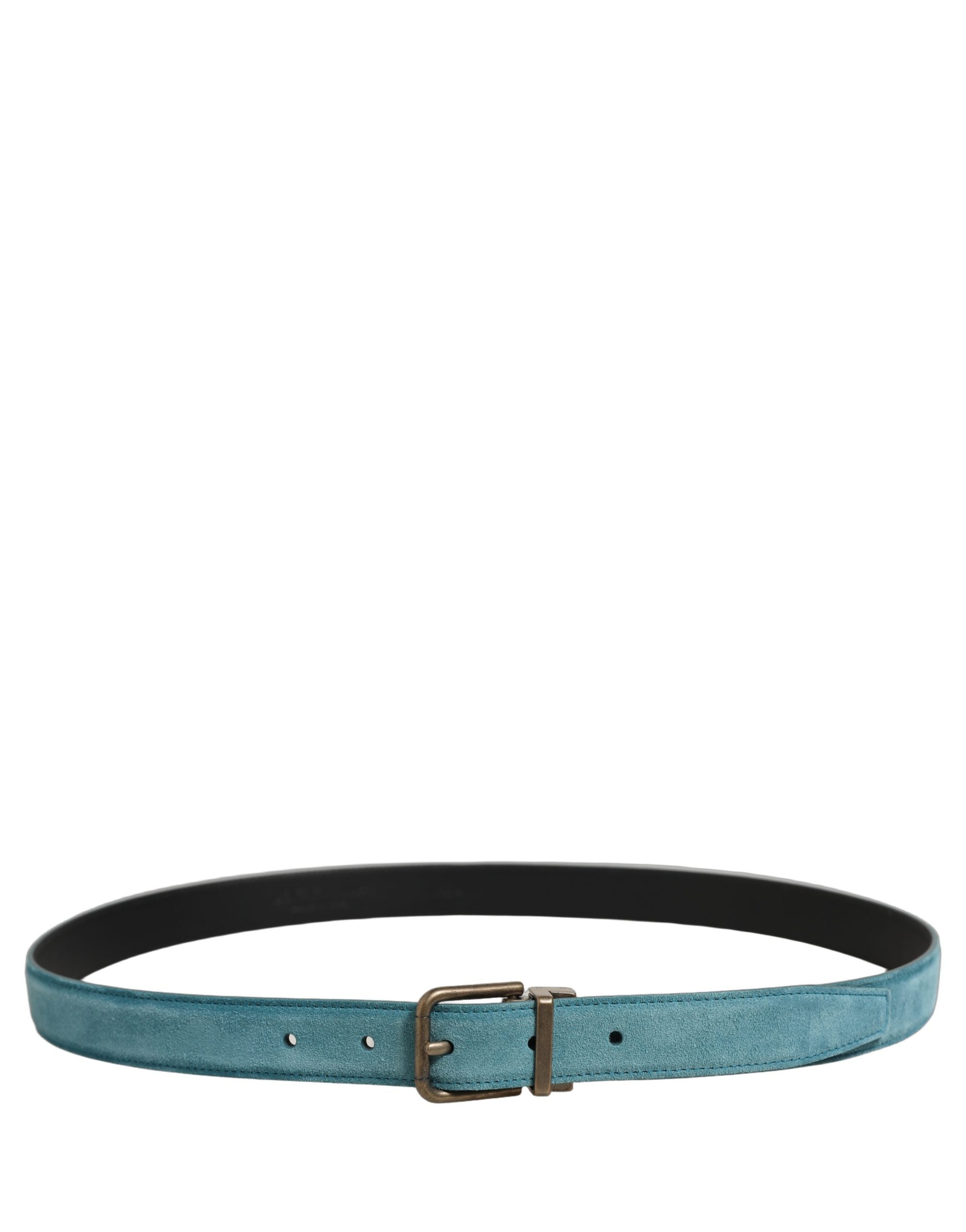Dolce & Gabbana Men Blue Suede Gold Tone Metal Buckle Men's Belt