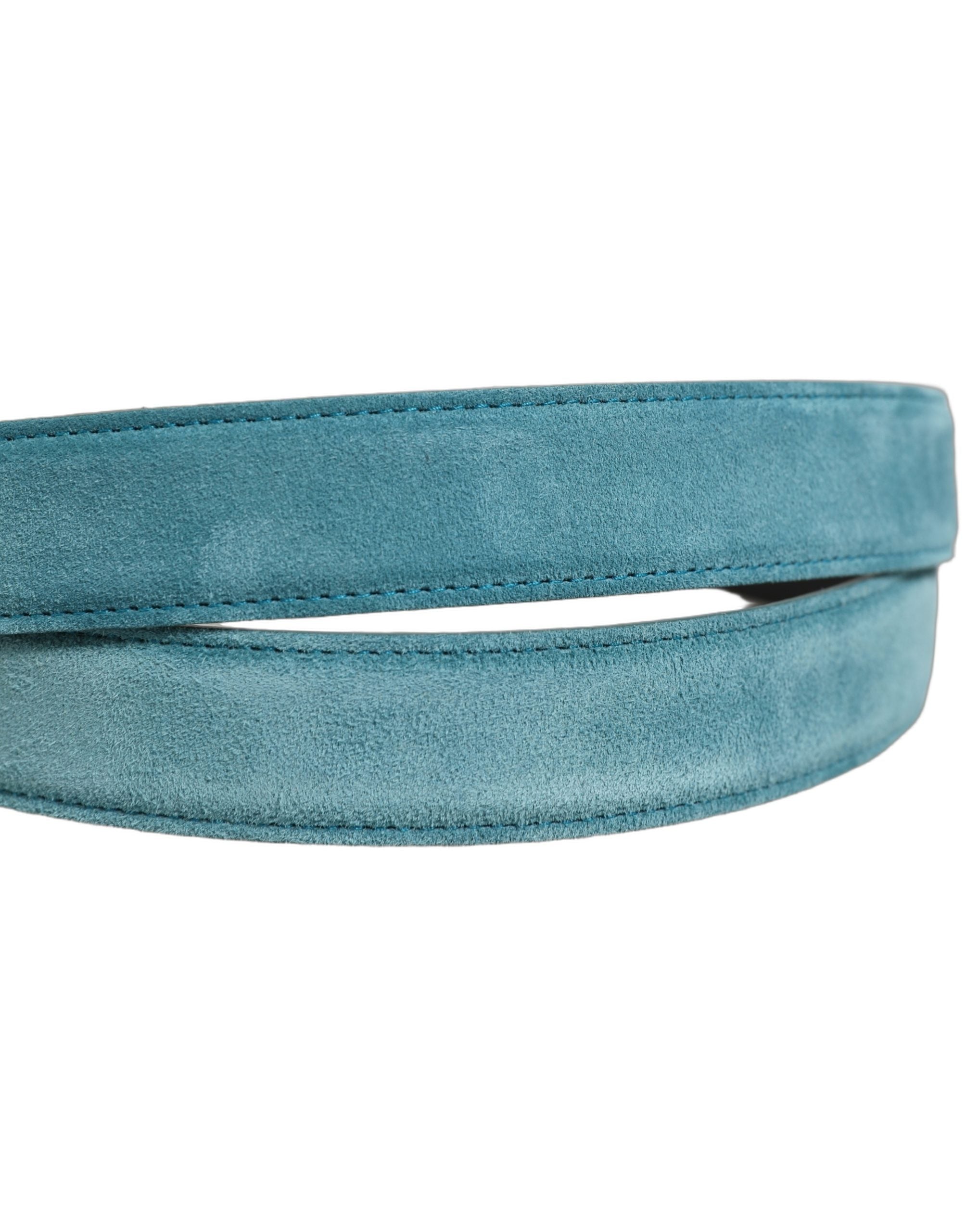 Dolce & Gabbana Men Blue Suede Gold Tone Metal Buckle Men's Belt