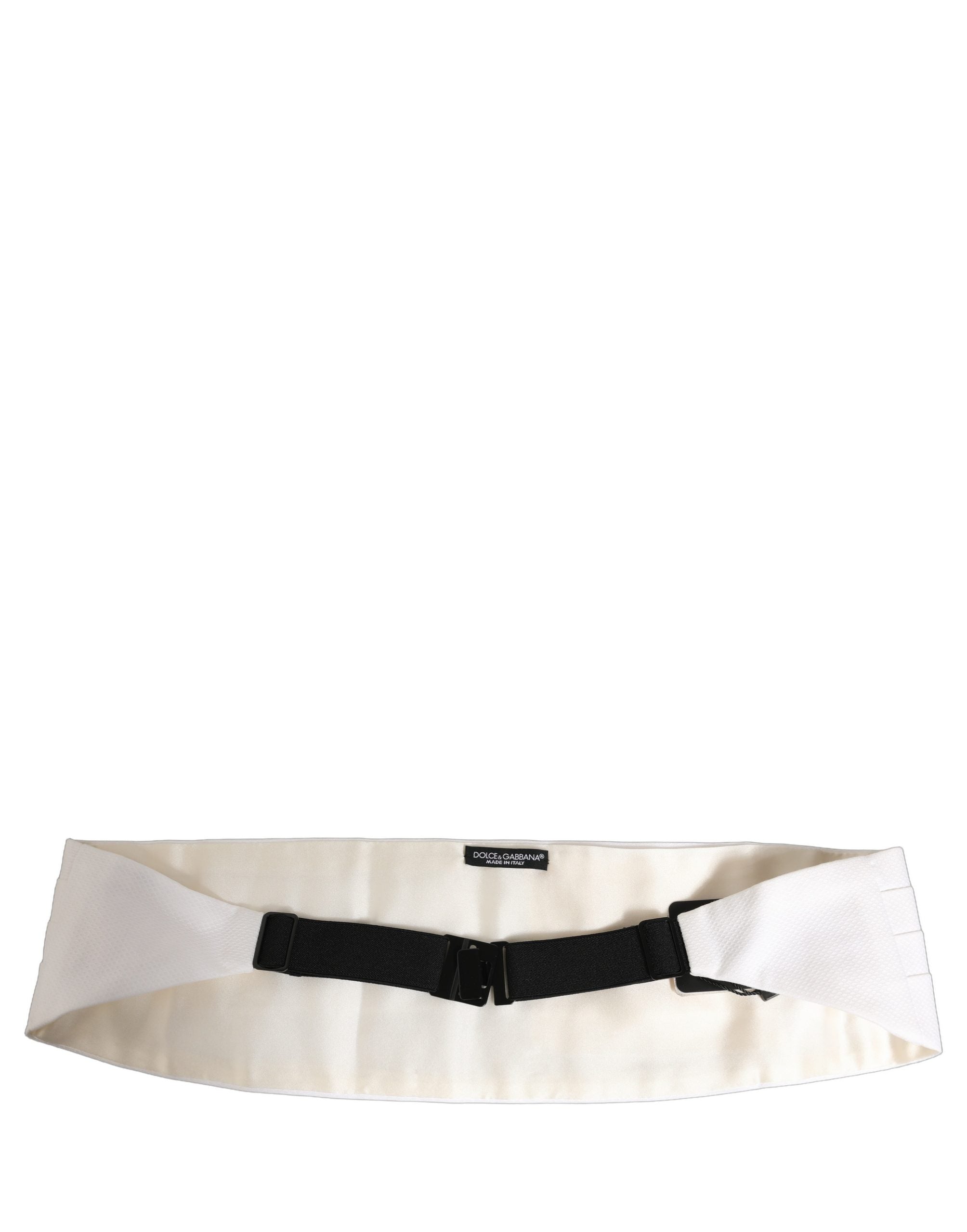 Dolce & Gabbana White Men Wide Waist Belt Cotton Men's Cummerbund