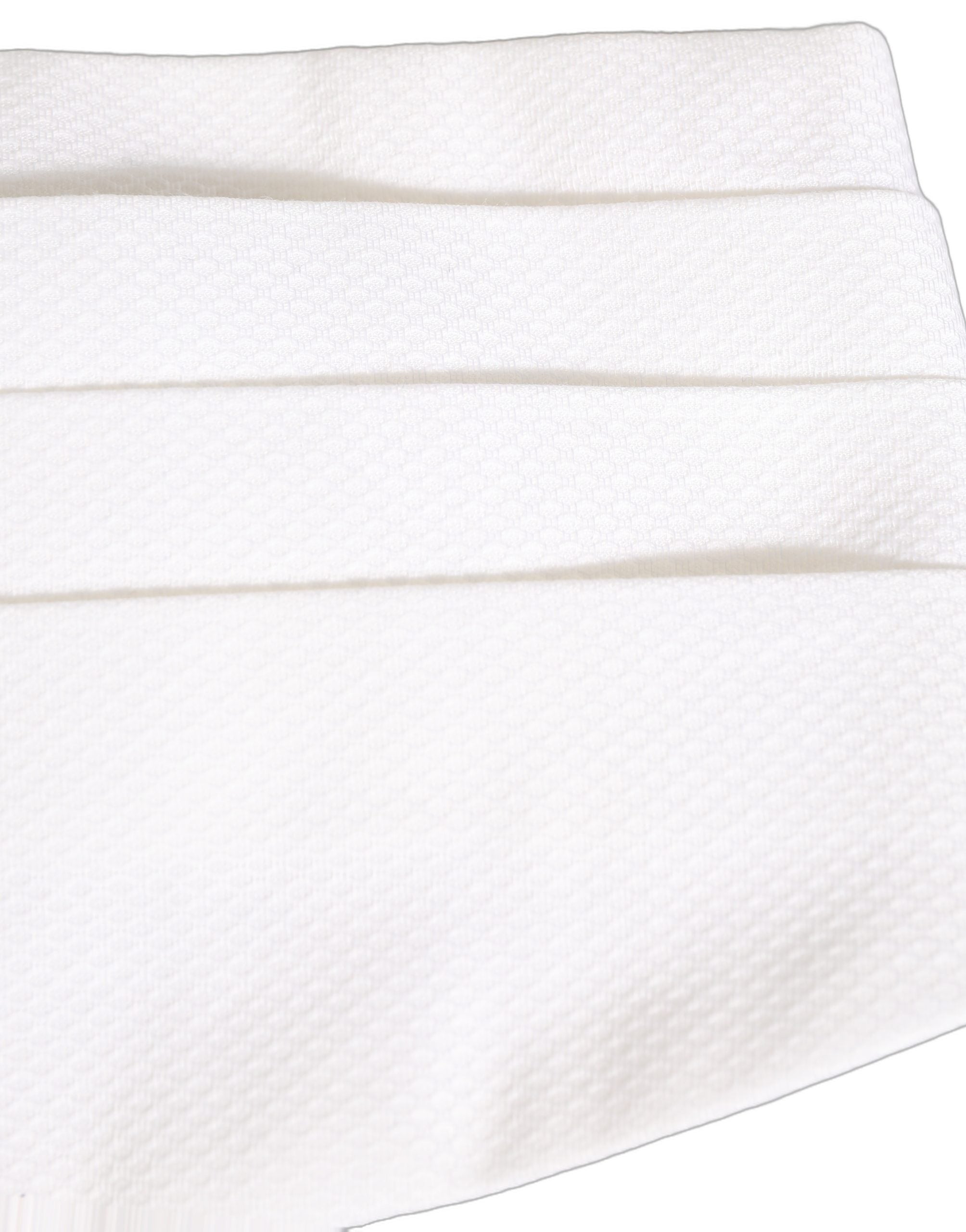 Dolce & Gabbana White Men Wide Waist Belt Cotton Men's Cummerbund