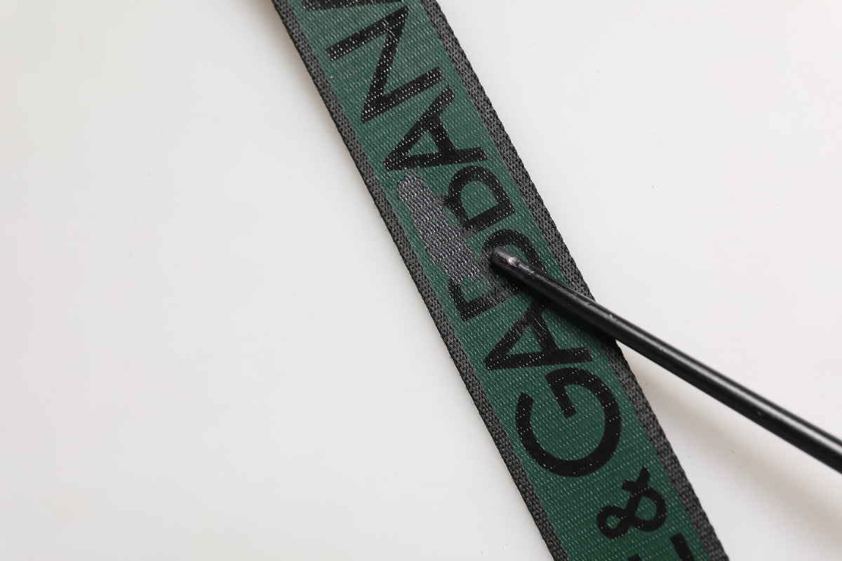 Dolce & Gabbana Black Green Logo Silver Tone Metal Buckle Men's Belt (Pre-Owned)