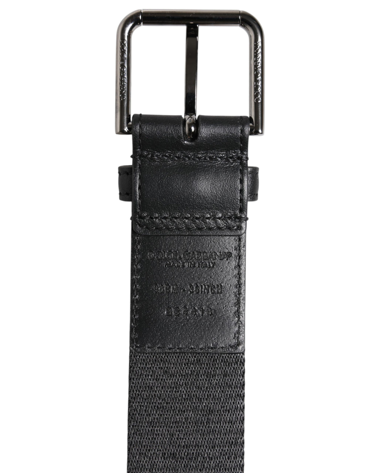 Dolce & Gabbana Black Green Logo Silver Tone Metal Buckle Men's Belt (Pre-Owned)