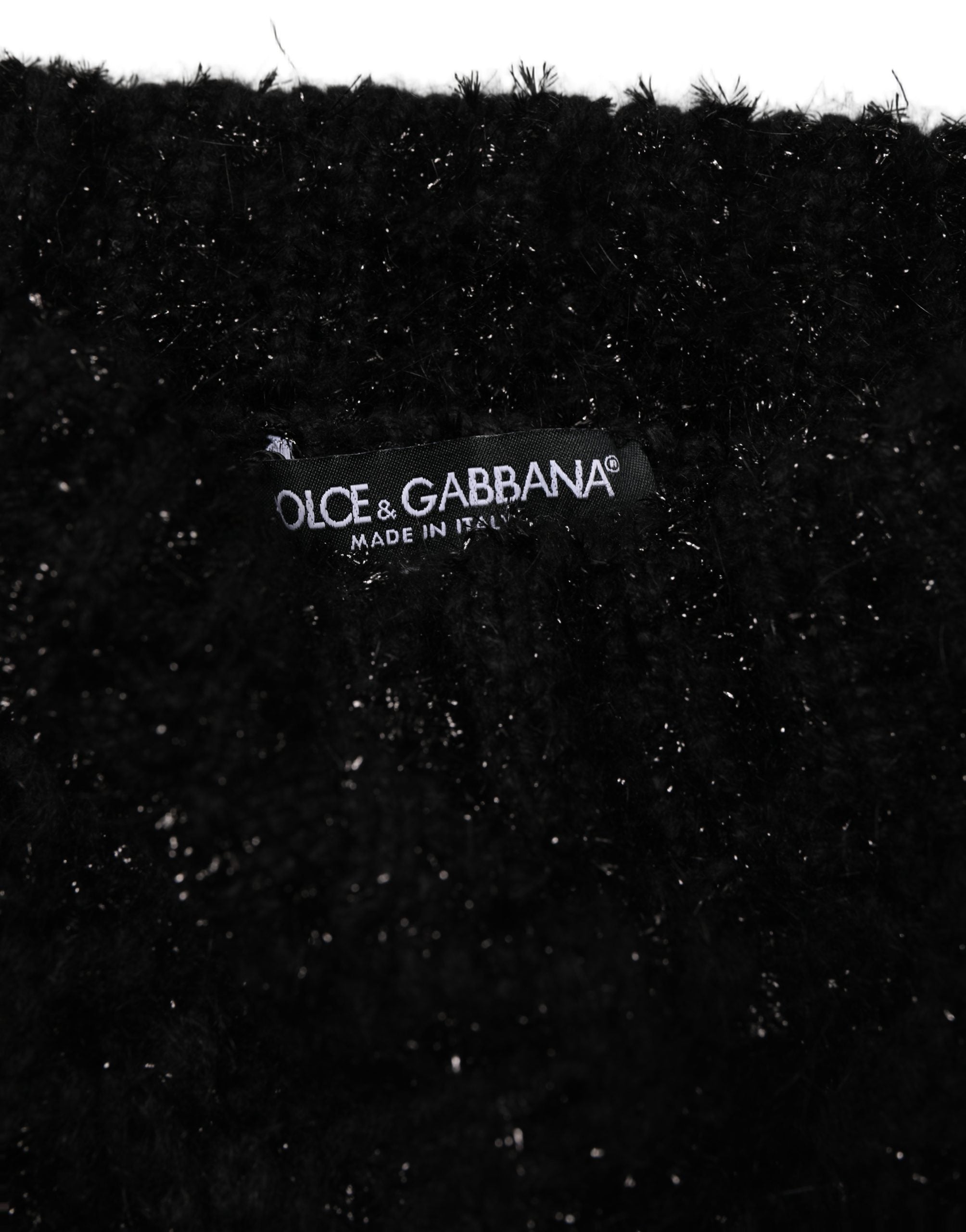 Dolce & Gabbana Men Black Cashmere Knitted Neck Warmer Men's Scarf