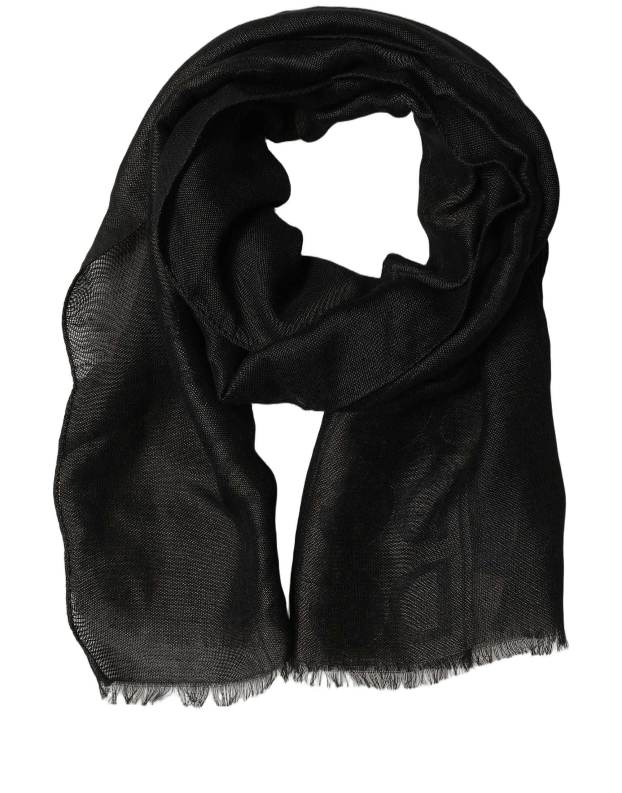 Dolce & Gabbana Black DG Logo Fringed Edge Lace Stole Men's Scarf