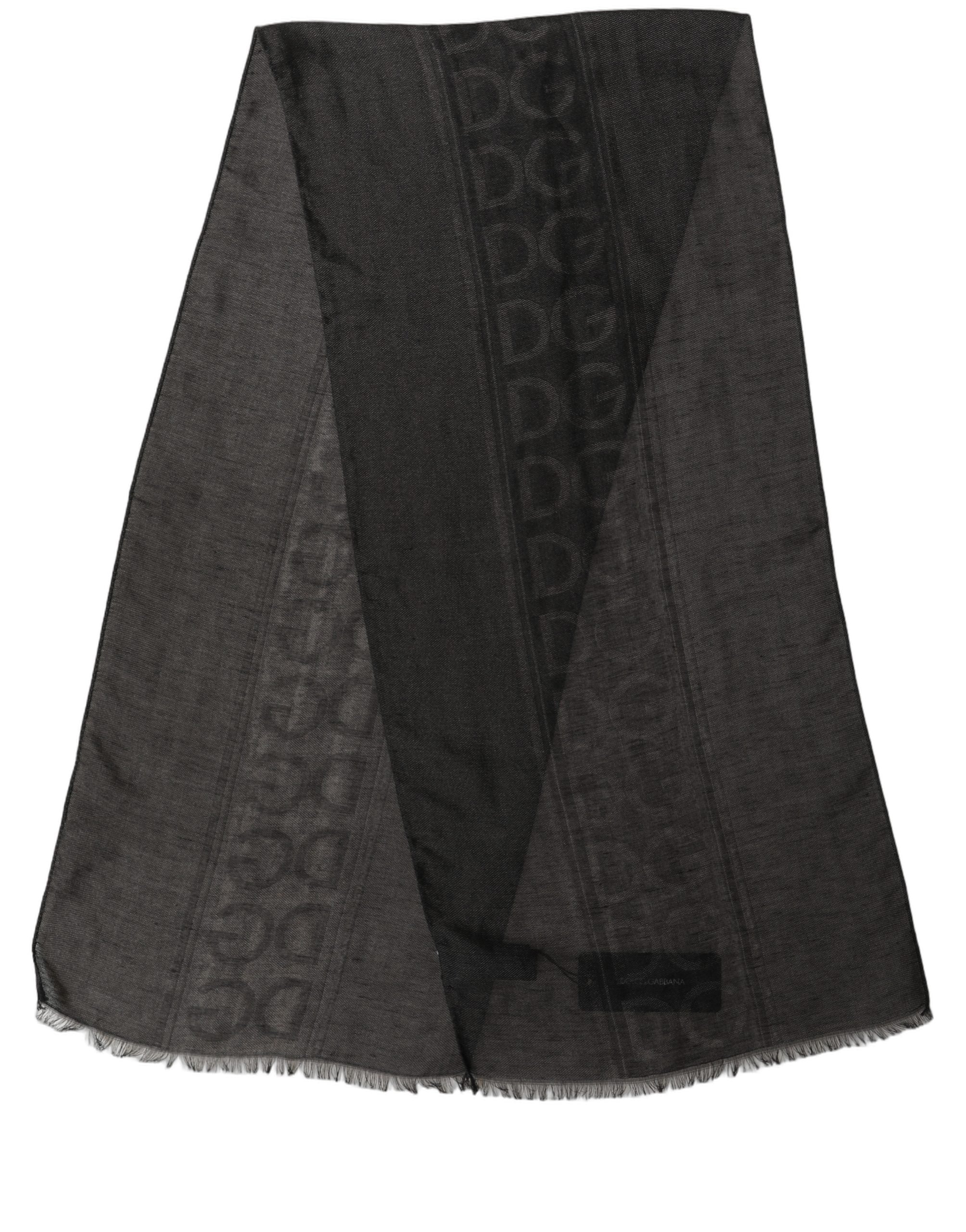 Dolce & Gabbana Black DG Logo Fringed Edge Lace Stole Men's Scarf