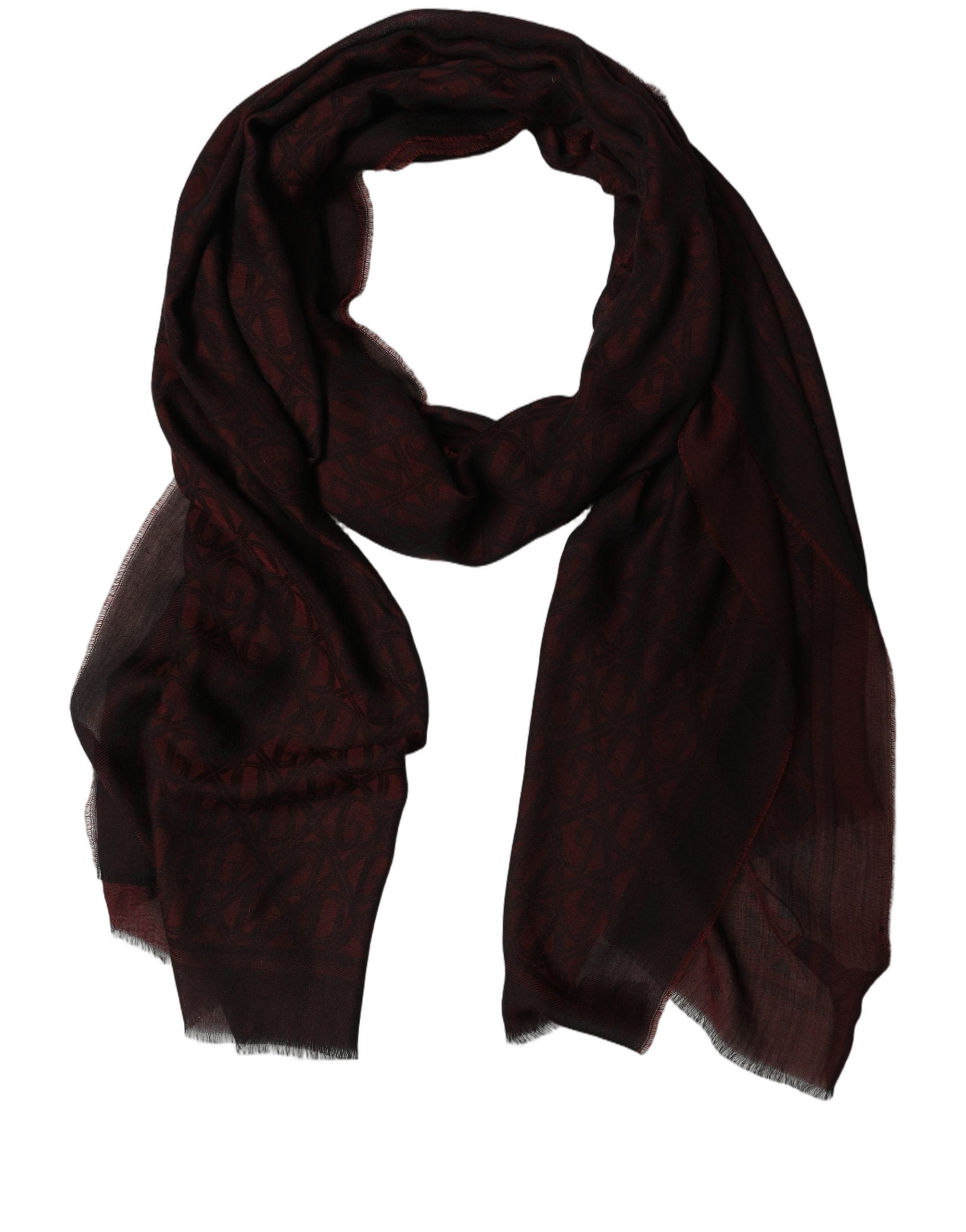 Dolce & Gabbana Dark Red Modal Frayed Edge Lace Stole Men's Scarf (Pre-Owned)
