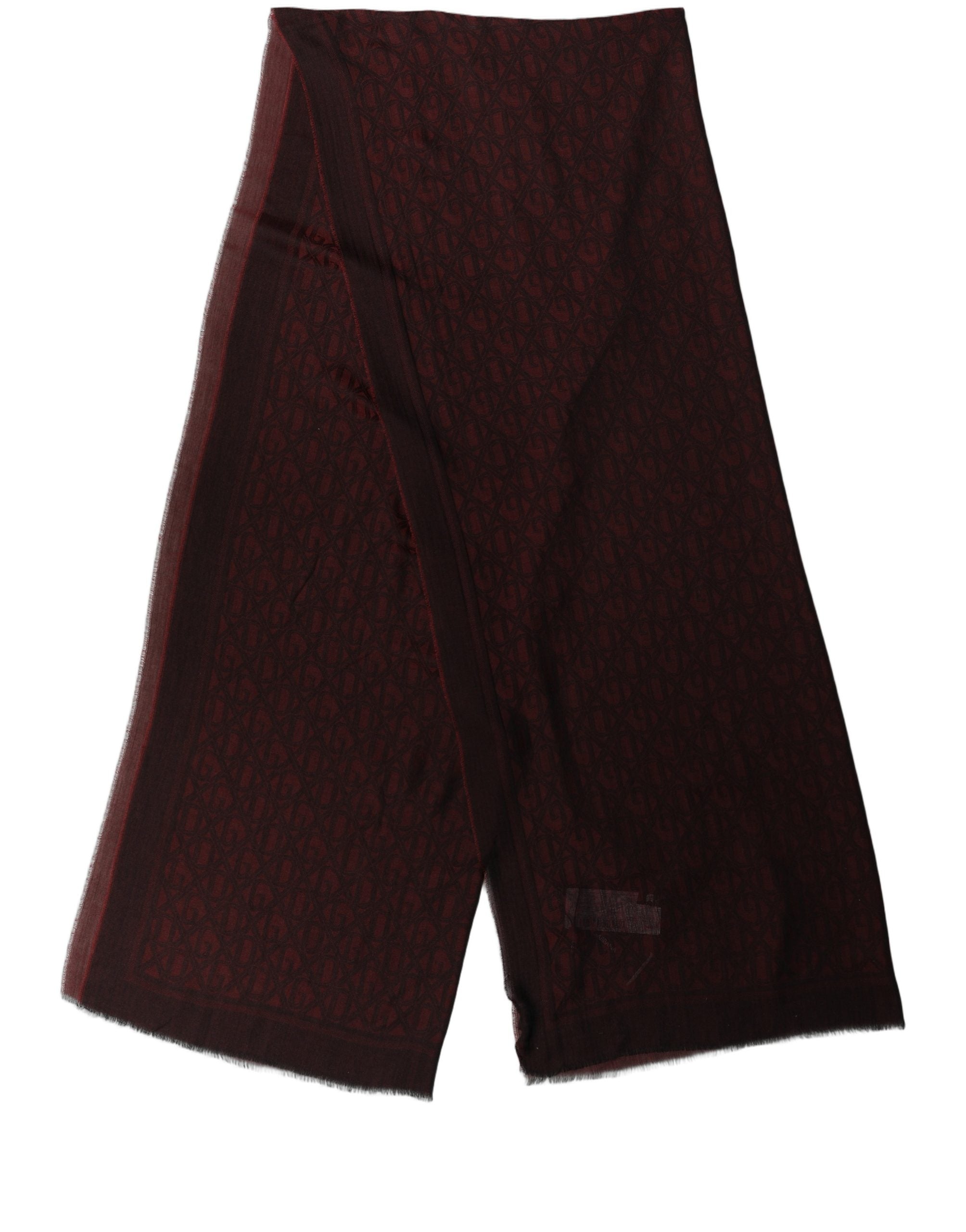 Dolce & Gabbana Dark Red Modal Frayed Edge Lace Stole Men's Scarf (Pre-Owned)
