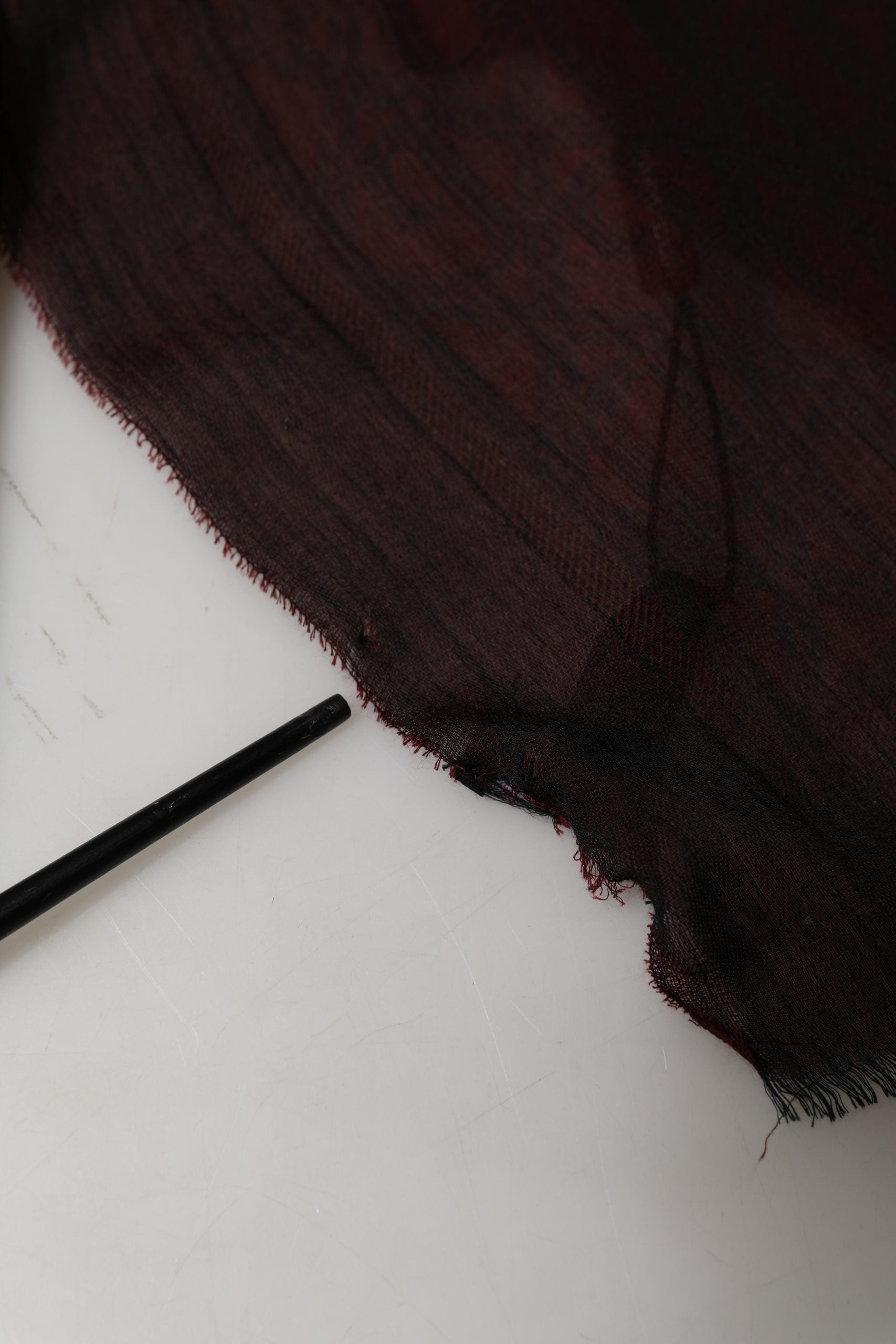 Dolce & Gabbana Dark Red Modal Frayed Edge Lace Stole Men's Scarf (Pre-Owned)