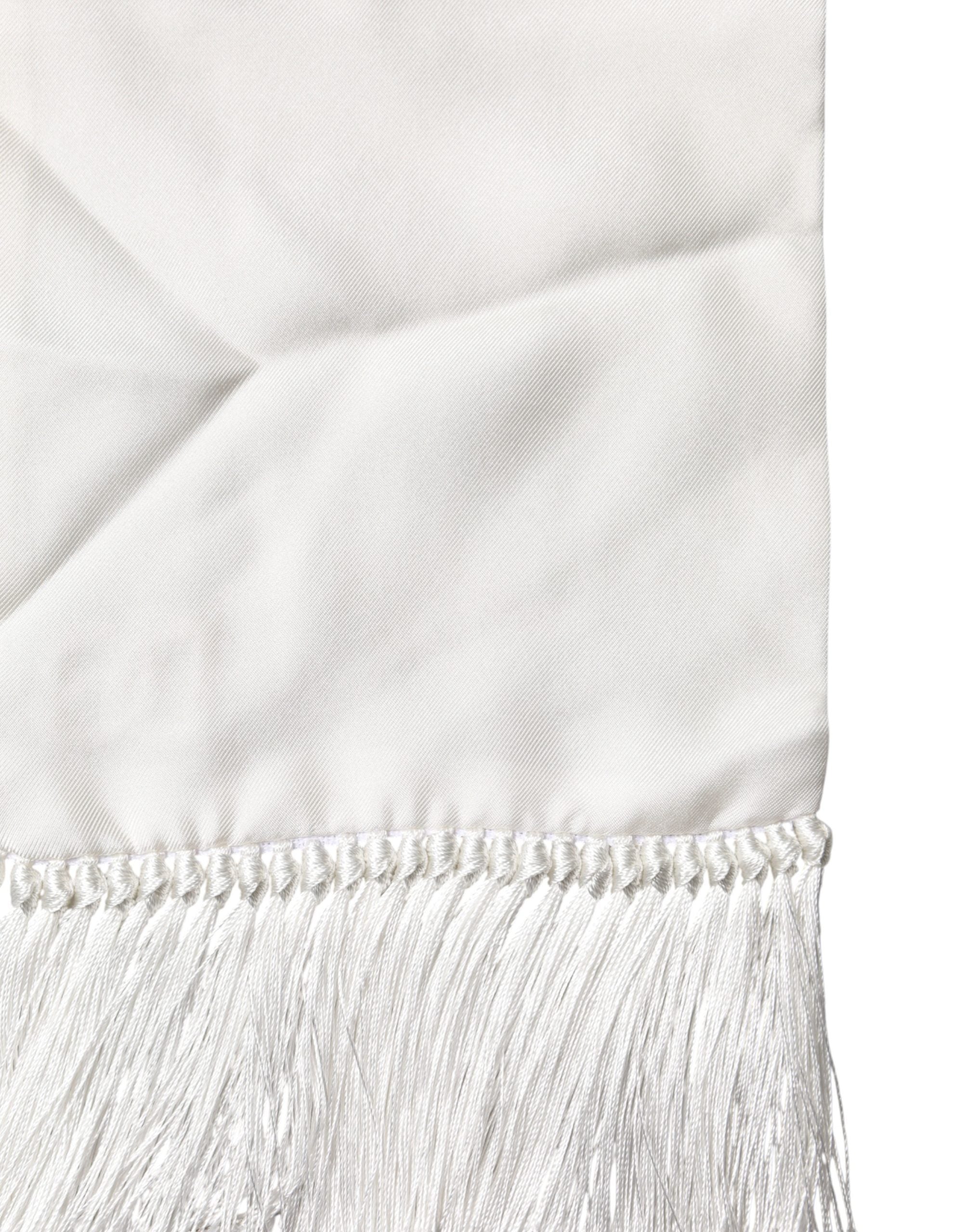 Dolce & Gabbana Men White Silk Fringed Edge Lace Stole Men's Scarf (Pre-Owned)