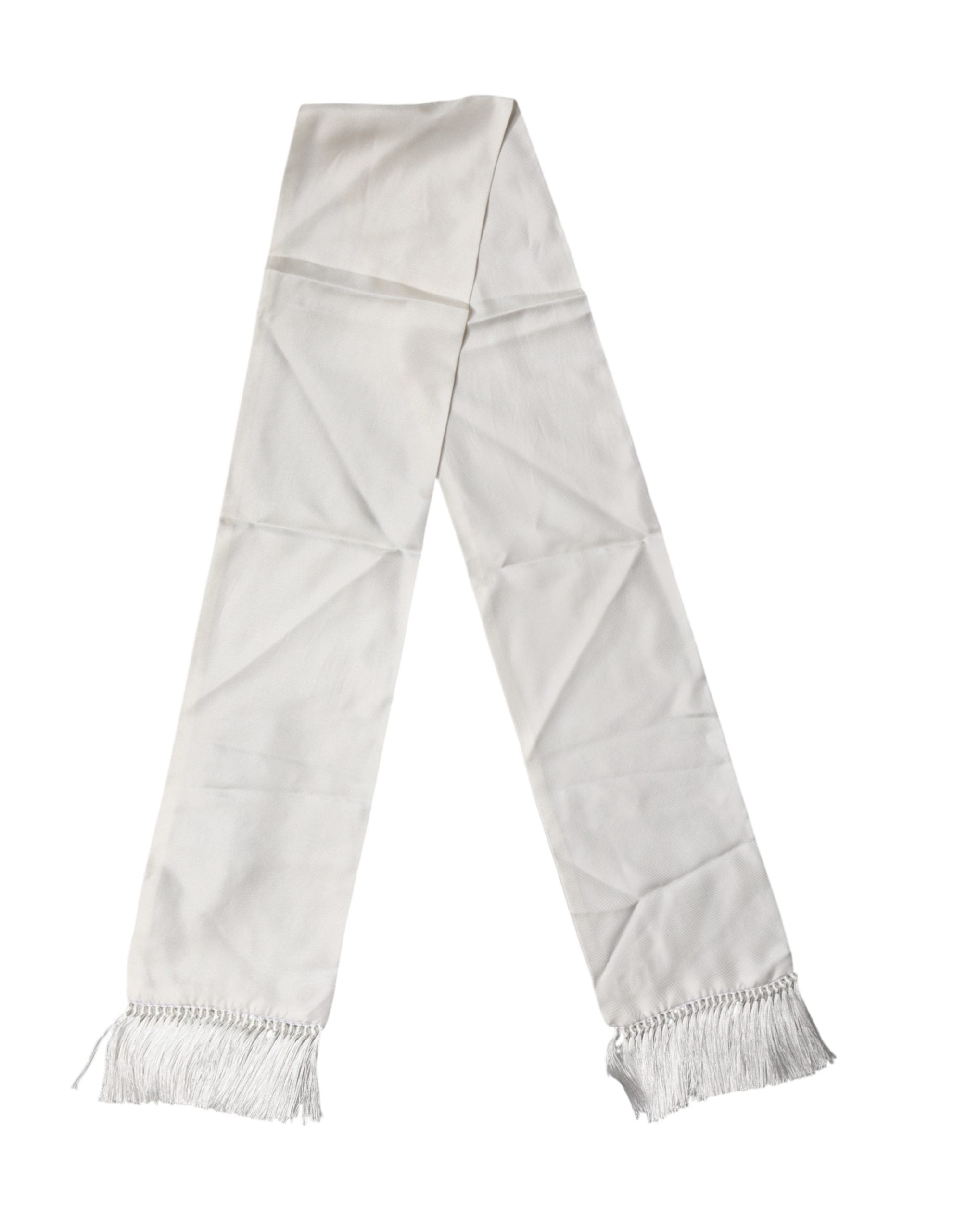 Dolce & Gabbana Men White Silk Fringed Edge Lace Stole Men's Scarf (Pre-Owned)