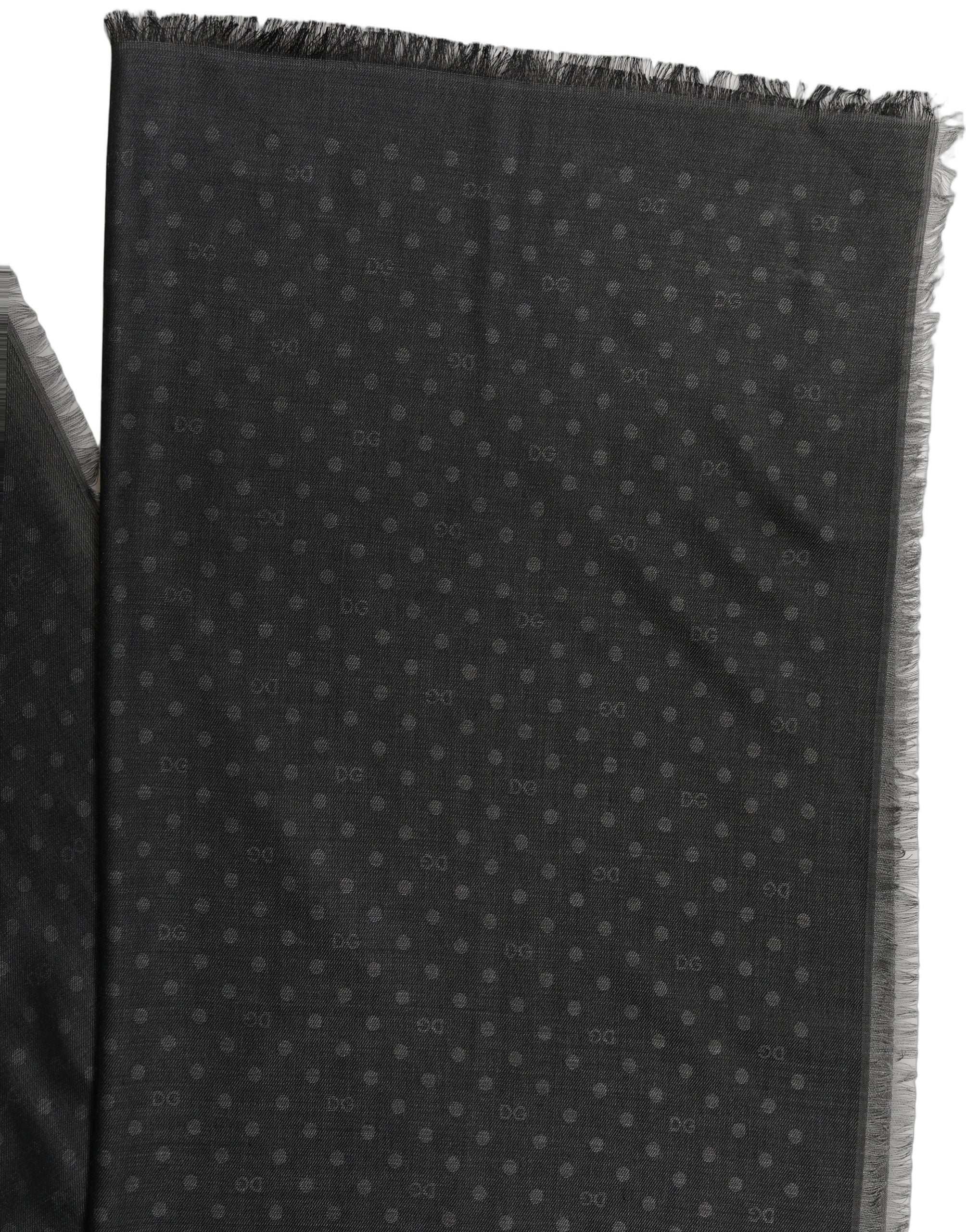 Dolce & Gabbana Men Black Viscose Polka Dot Fringe Shawl Lace Men's Stole