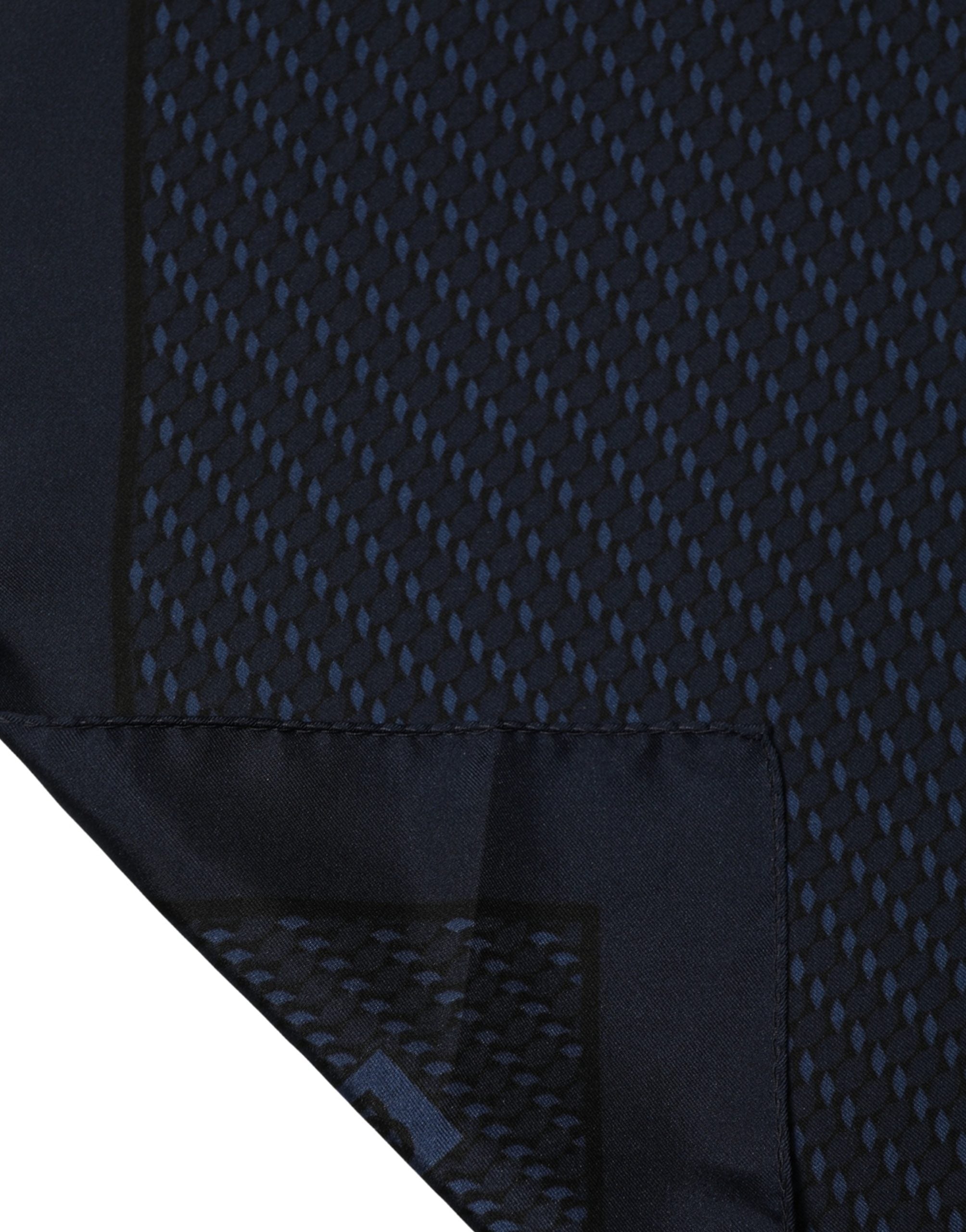 Dolce & Gabbana Dark Blue Silk Pocket Square Foulard Men's Scarf
