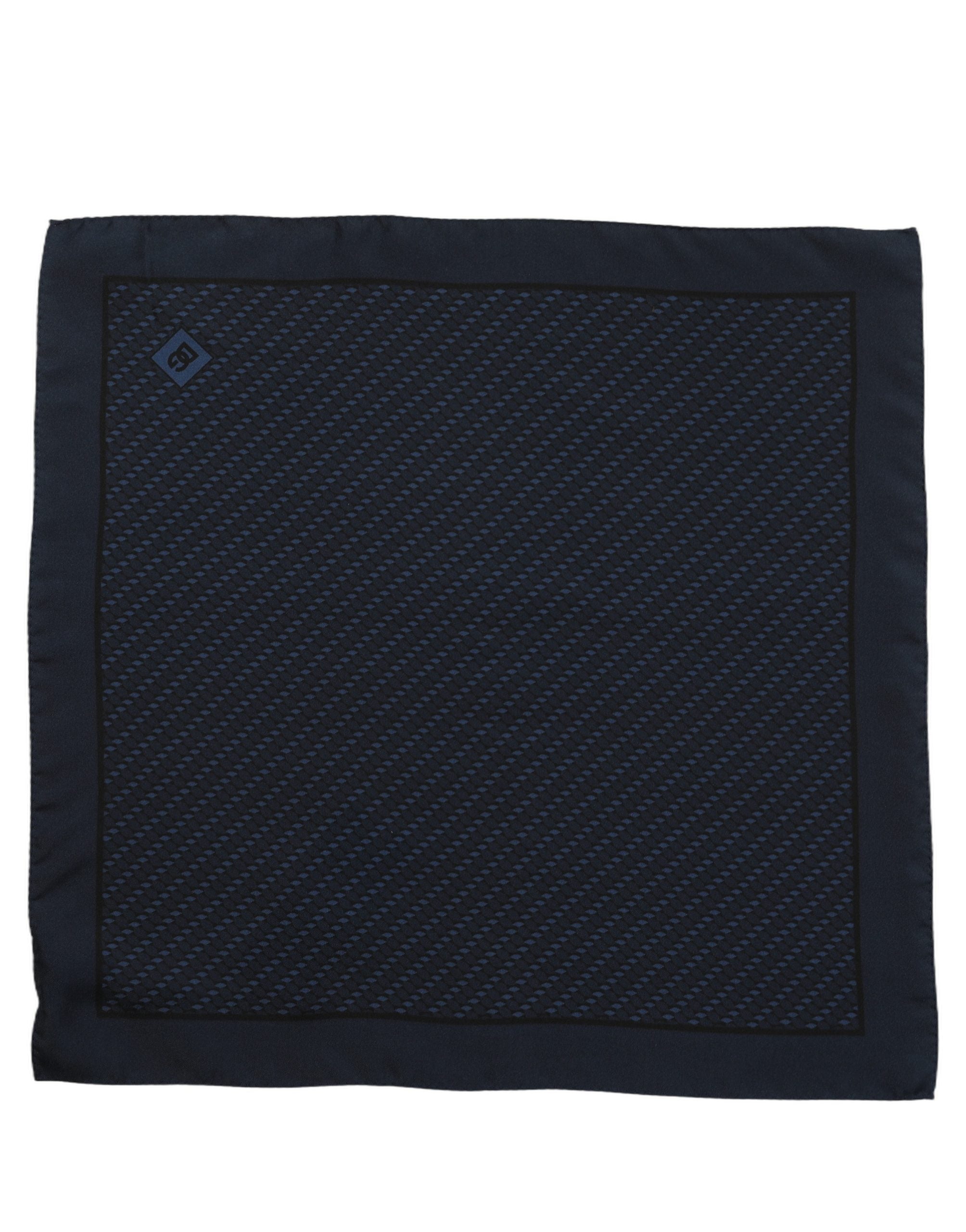 Dolce & Gabbana Dark Blue Silk Pocket Square Foulard Men's Scarf