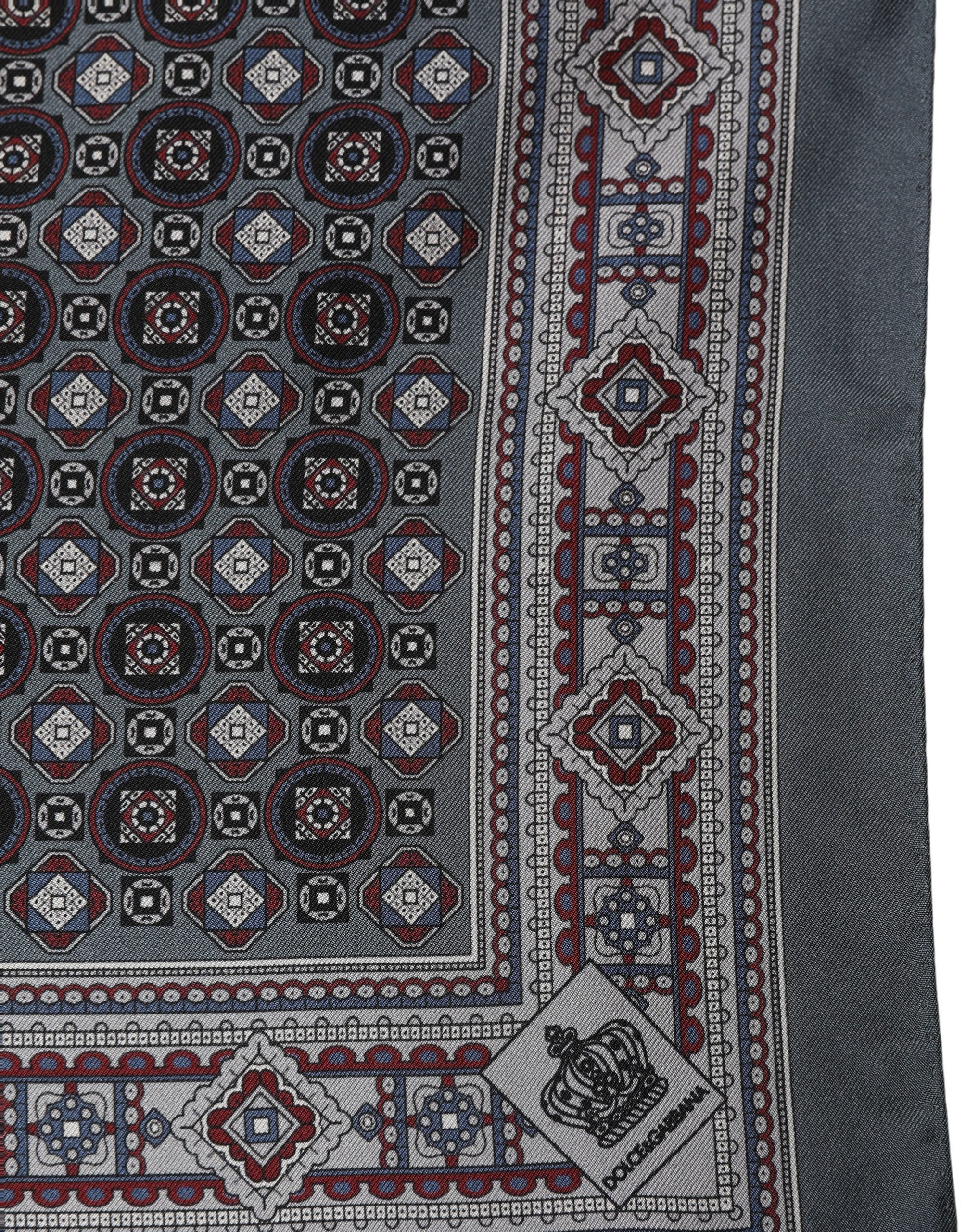 Dolce & Gabbana Gray Geometric Pocket Square Foulard Men's Scarf