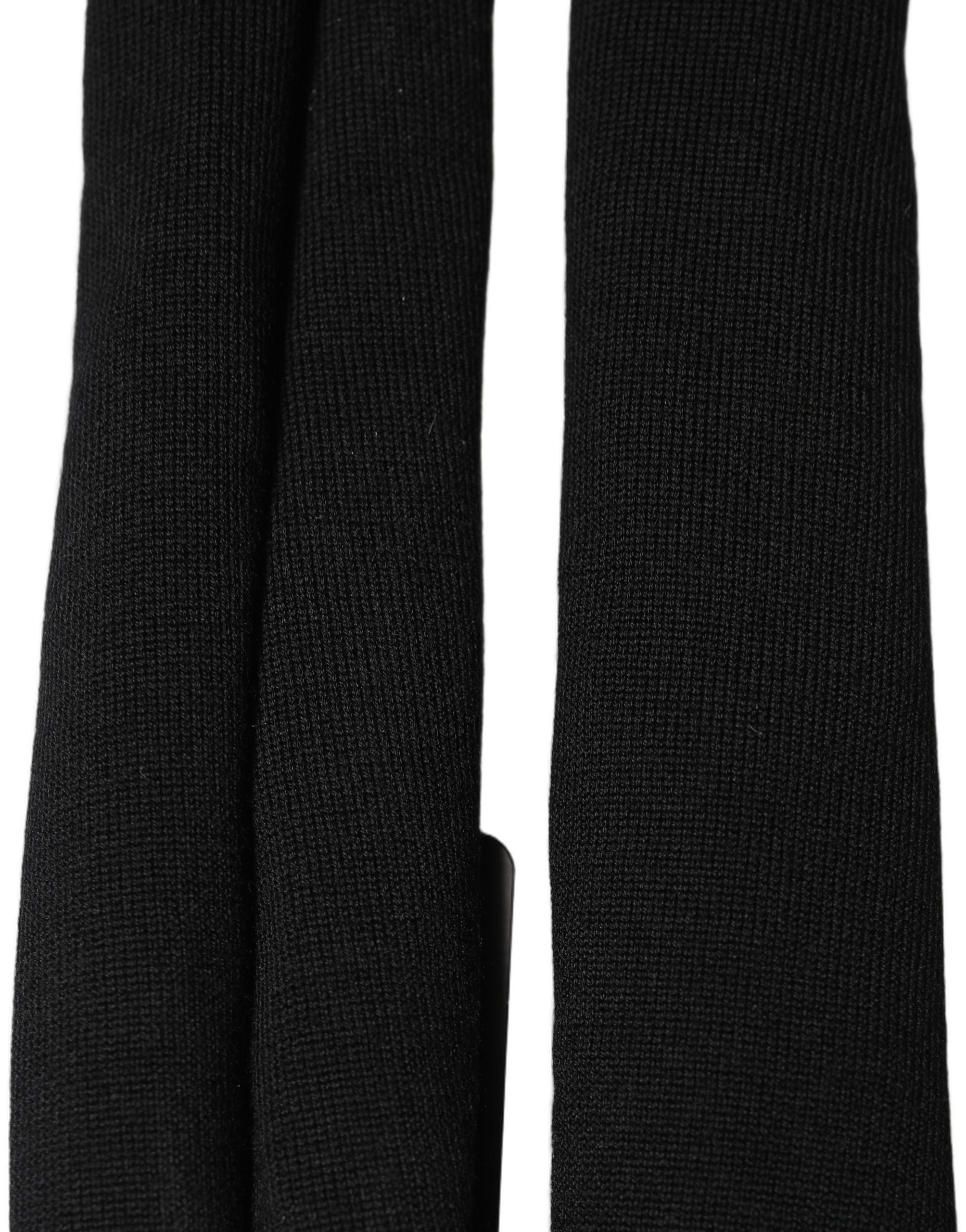 Dolce & Gabbana Men Black Wool Knitted Skinny Foulard Men's Scarf