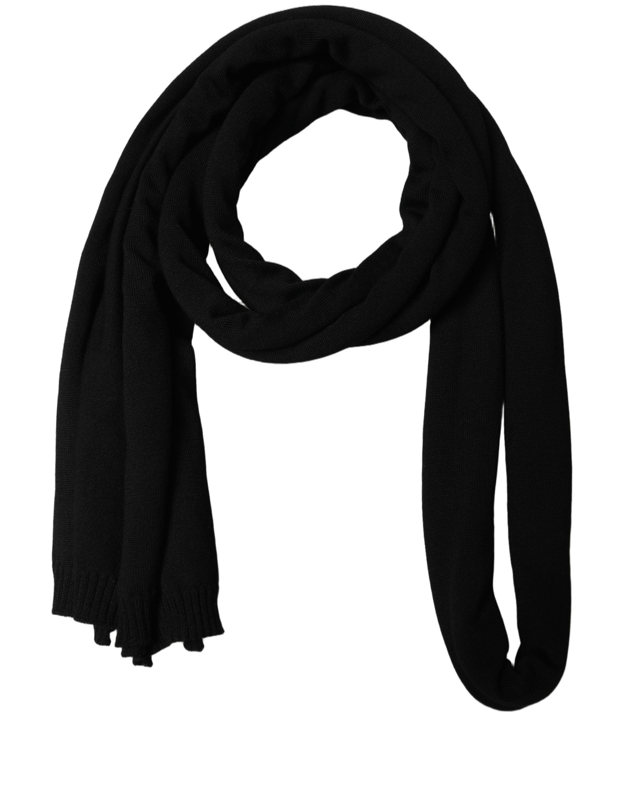 Dolce & Gabbana Men Black Wool Knitted Skinny Foulard Men's Scarf